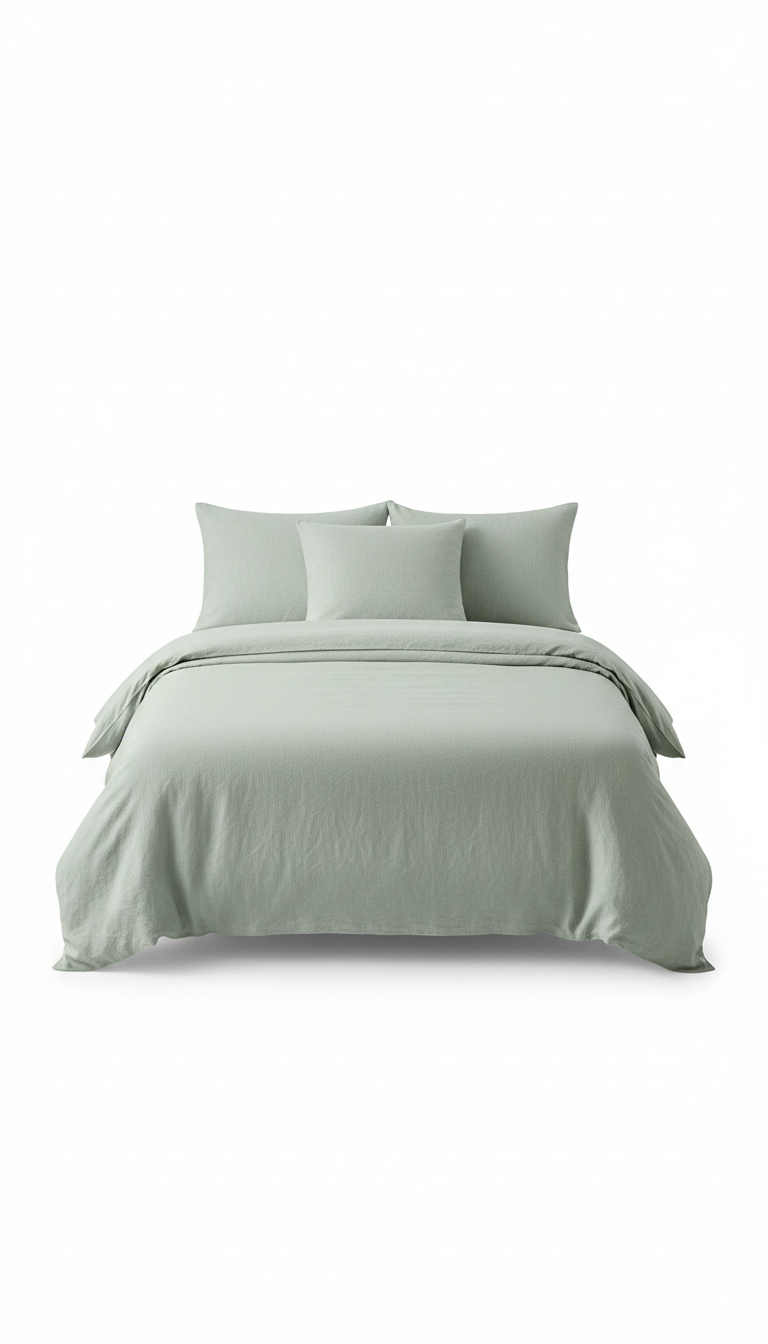 Linen bedding set in sage tint