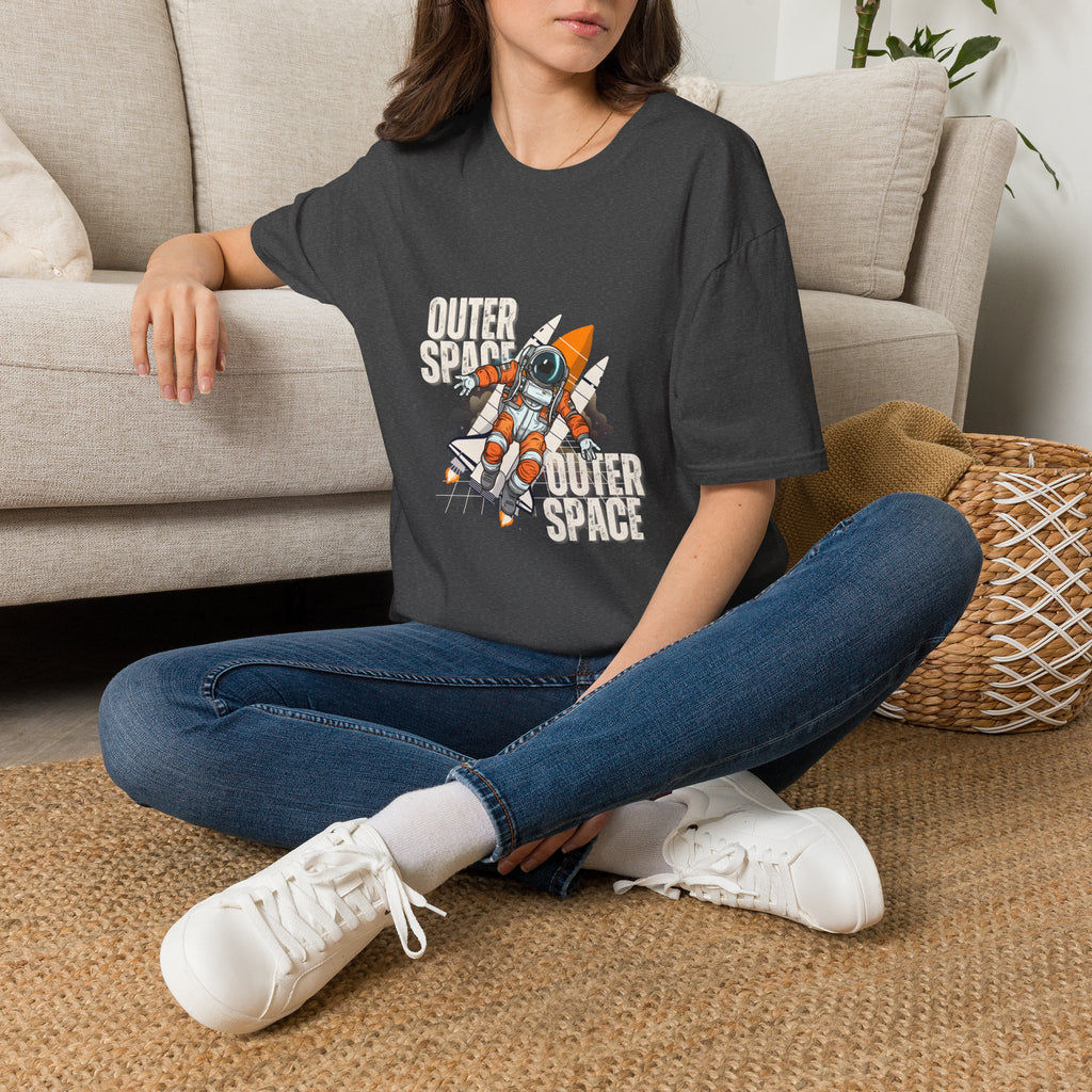 Outer Space Rocket Astronaut Tee — Retro Orange Space Shuttle T-Shirt