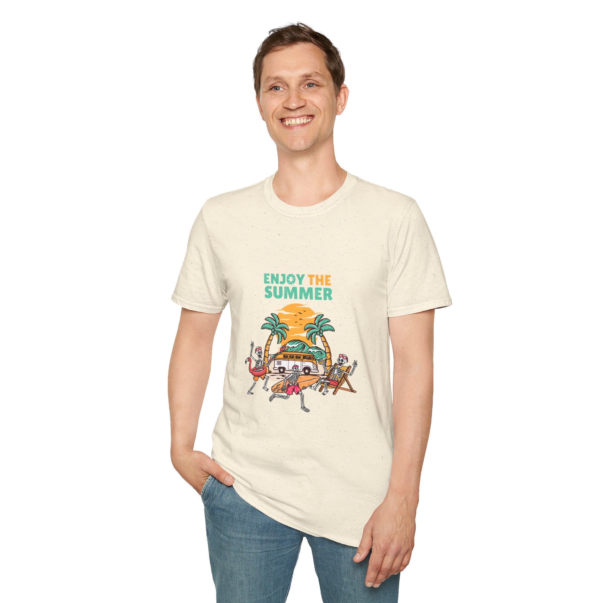 Summer Beach T-Shirt — "Enjoy The Summer" Palm Tree Surf Graphic