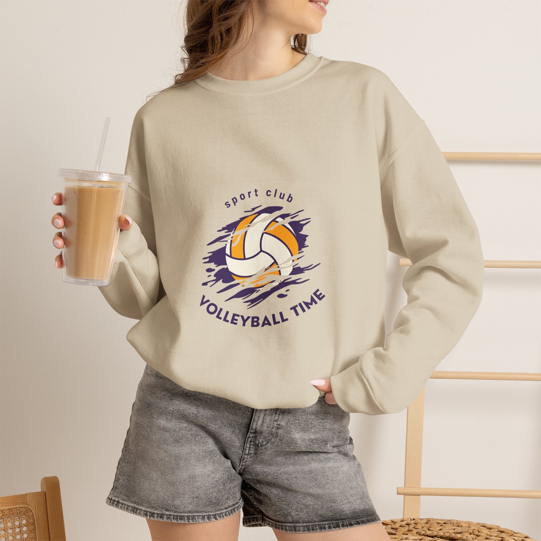 Volleyball Time Crewneck Sweatshirt — Sport Club Graphic Pullover