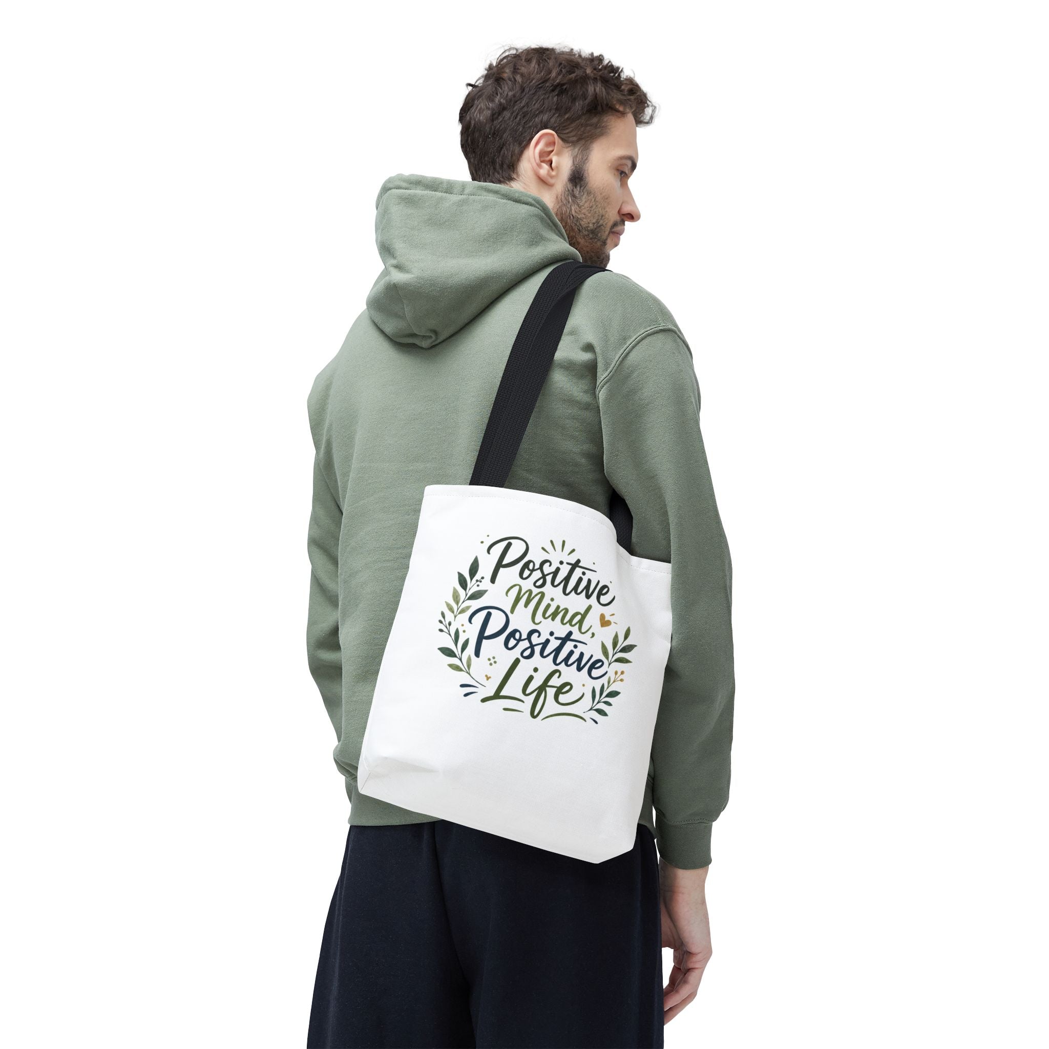 Positive Mind, Positive Life Tote Bag — Inspirational Floral Canvas Shopper