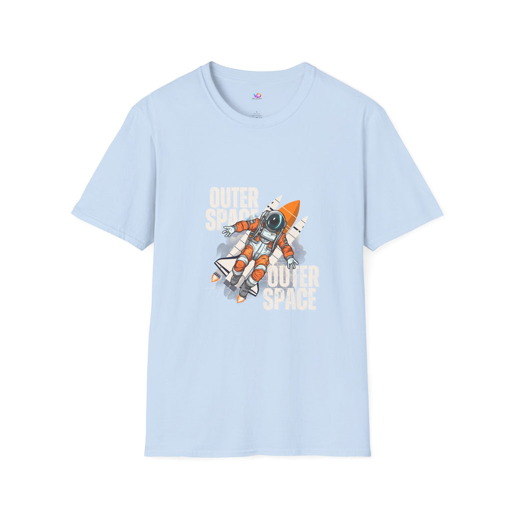 Outer Space Rocket Astronaut Tee — Retro Orange Space Shuttle T-Shirt