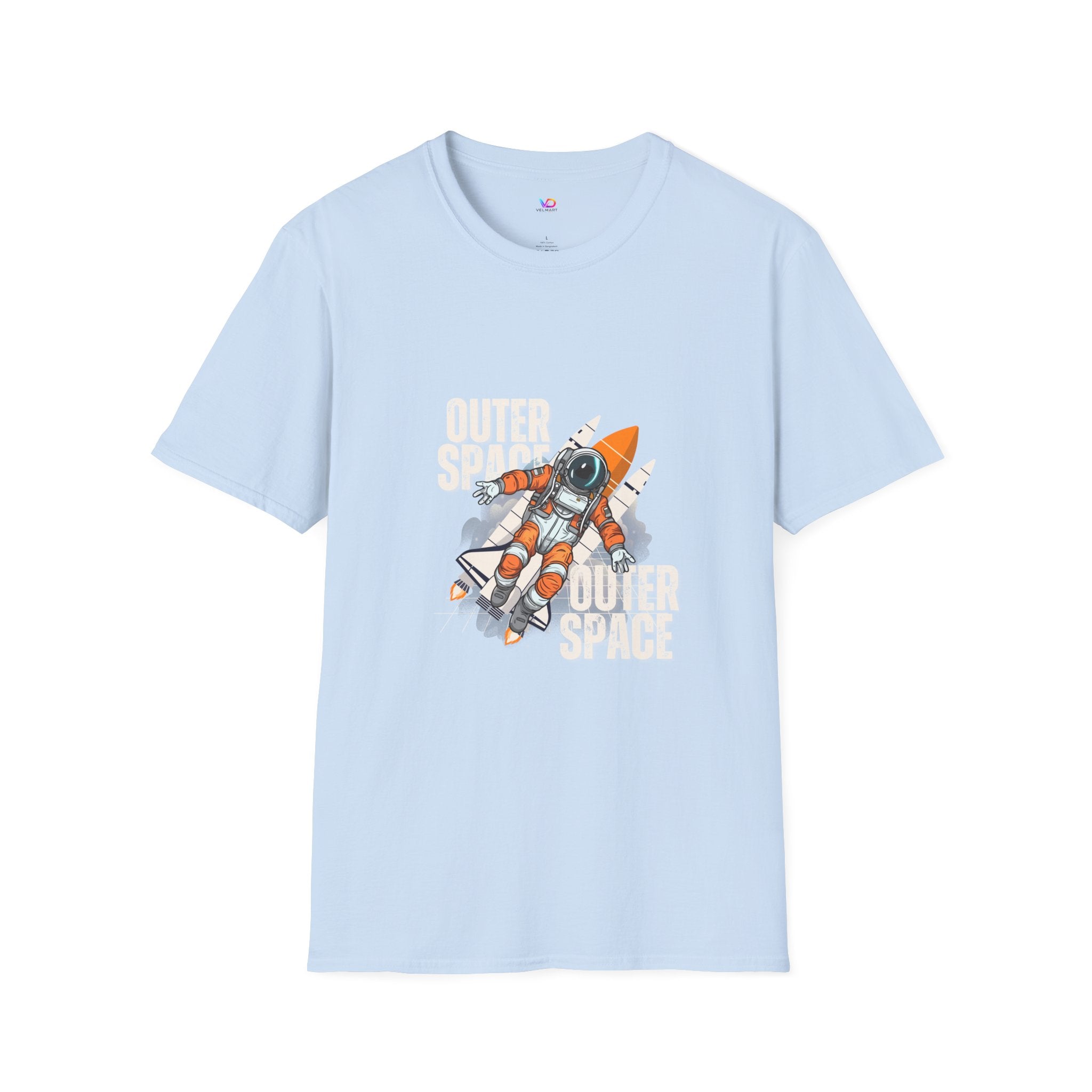 Outer Space Rocket Astronaut Tee — Retro Orange Space Shuttle T-Shirt