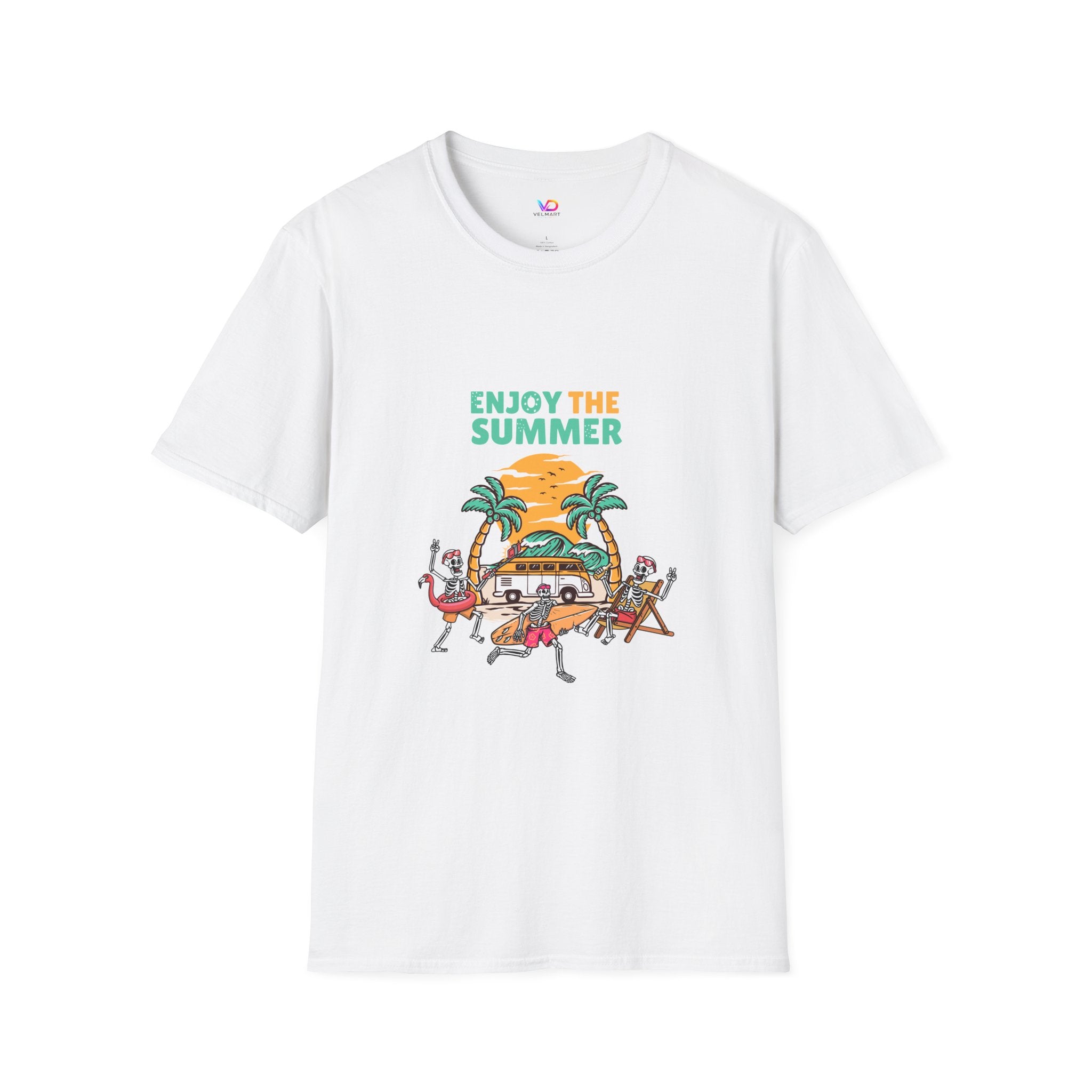 Summer Beach T-Shirt — "Enjoy The Summer" Palm Tree Surf Graphic