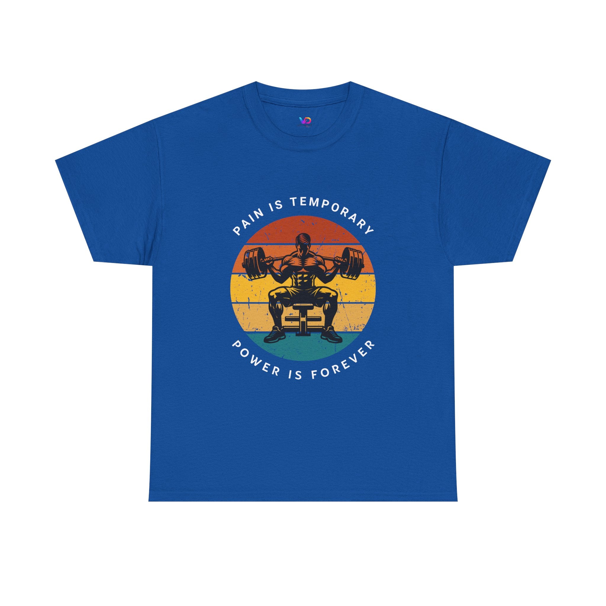 Workout Tee – "Pain Is Temporary, Power Is Forever" Retro Weightlifting T‑Shirt