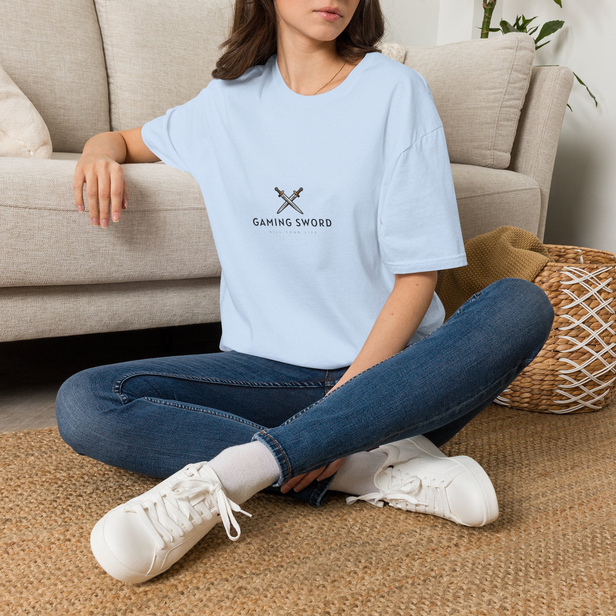 Gaming Sword T‑Shirt — Minimal Crossed Swords Logo Tee