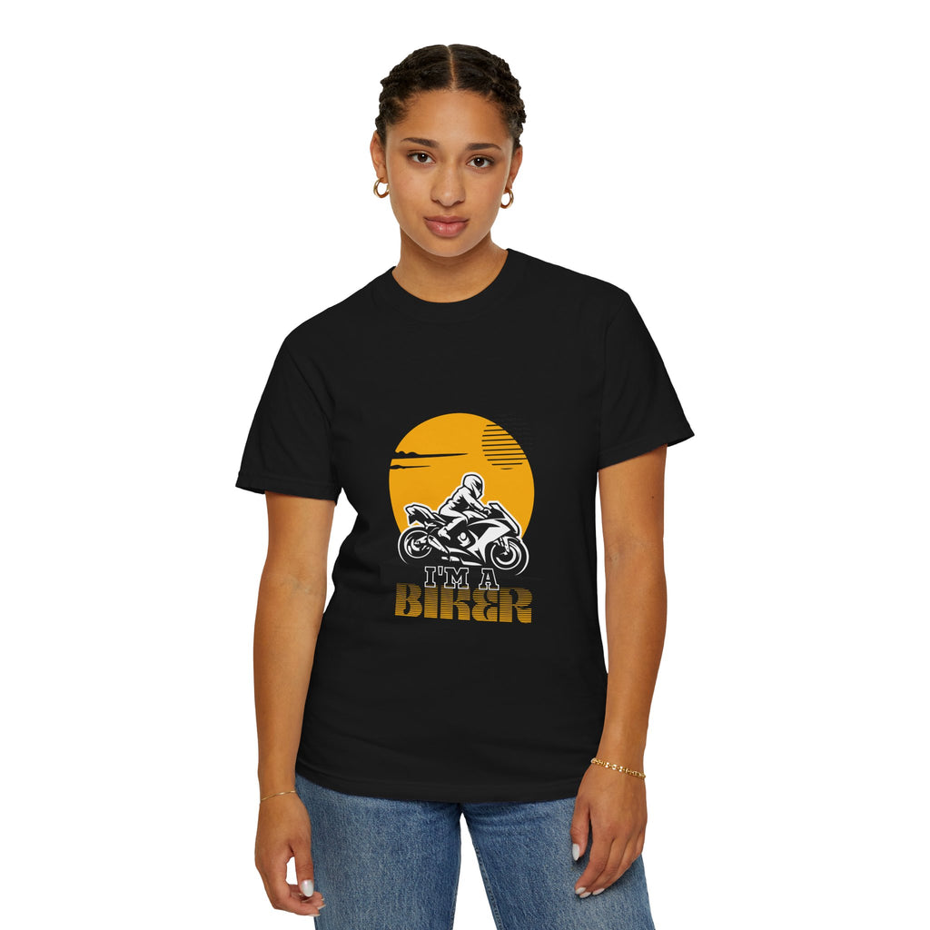 Motorcycle Rider T-Shirt — Retro Sunset Biker Graphic