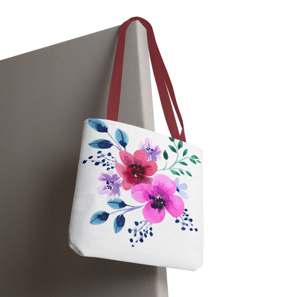 Floral Watercolor Tote Bag — Pink Blossoms All-Over Print