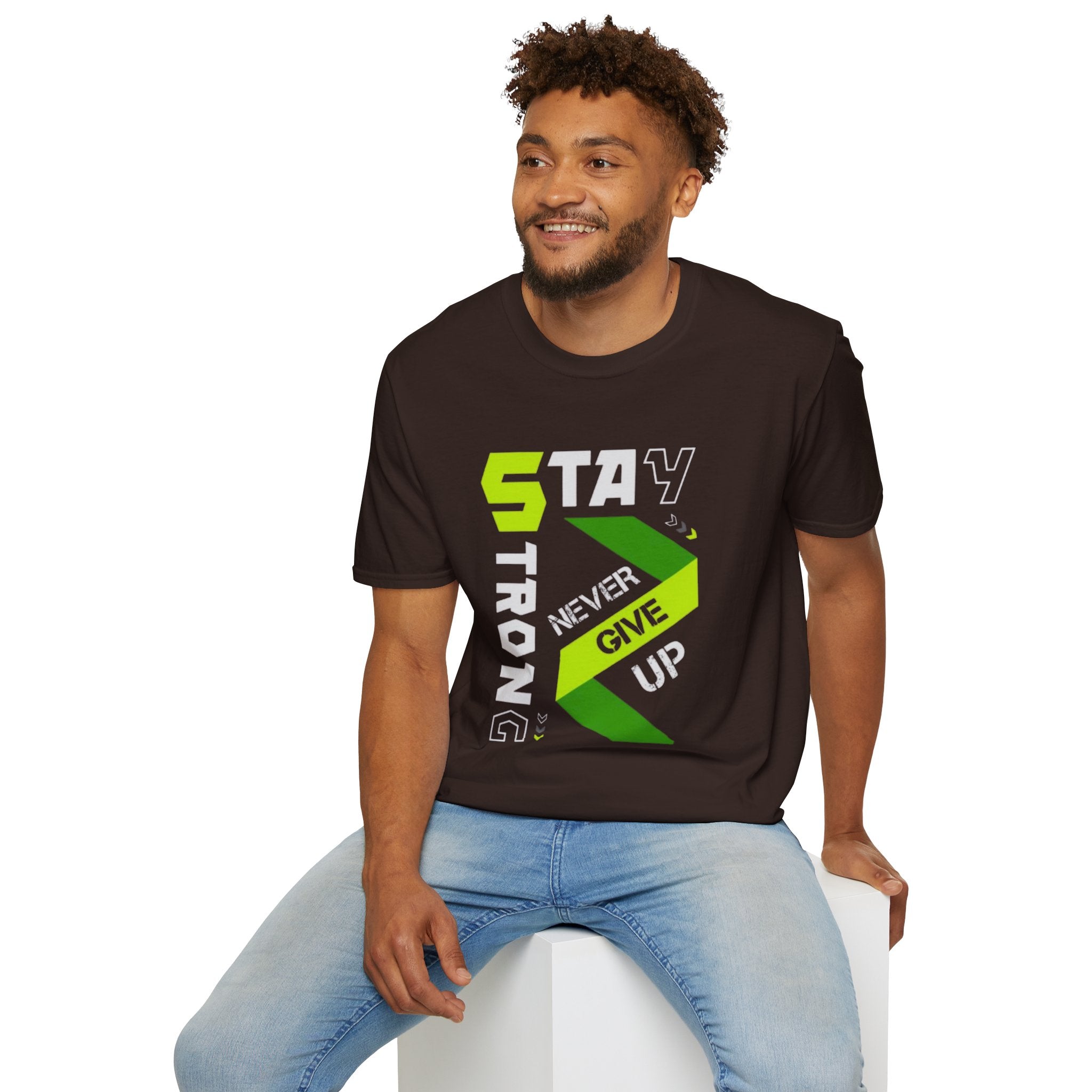 Stay Strong Graphic Tee — "Never Give Up" Motivational T-Shirt