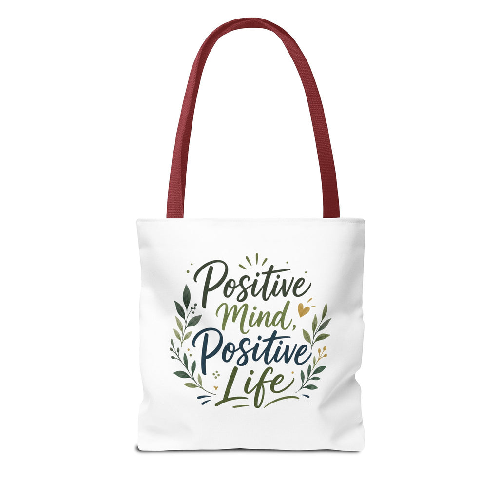 Positive Mind, Positive Life Tote Bag — Inspirational Floral Canvas Shopper