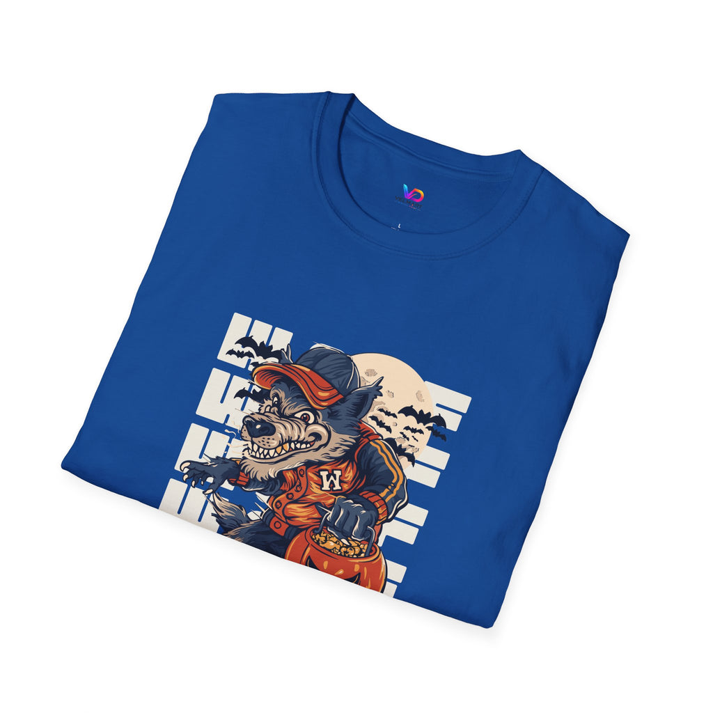 Halloween Skateboarder Skeleton T-Shirt — Spooky Pumpkin & Bats Graphic Tee