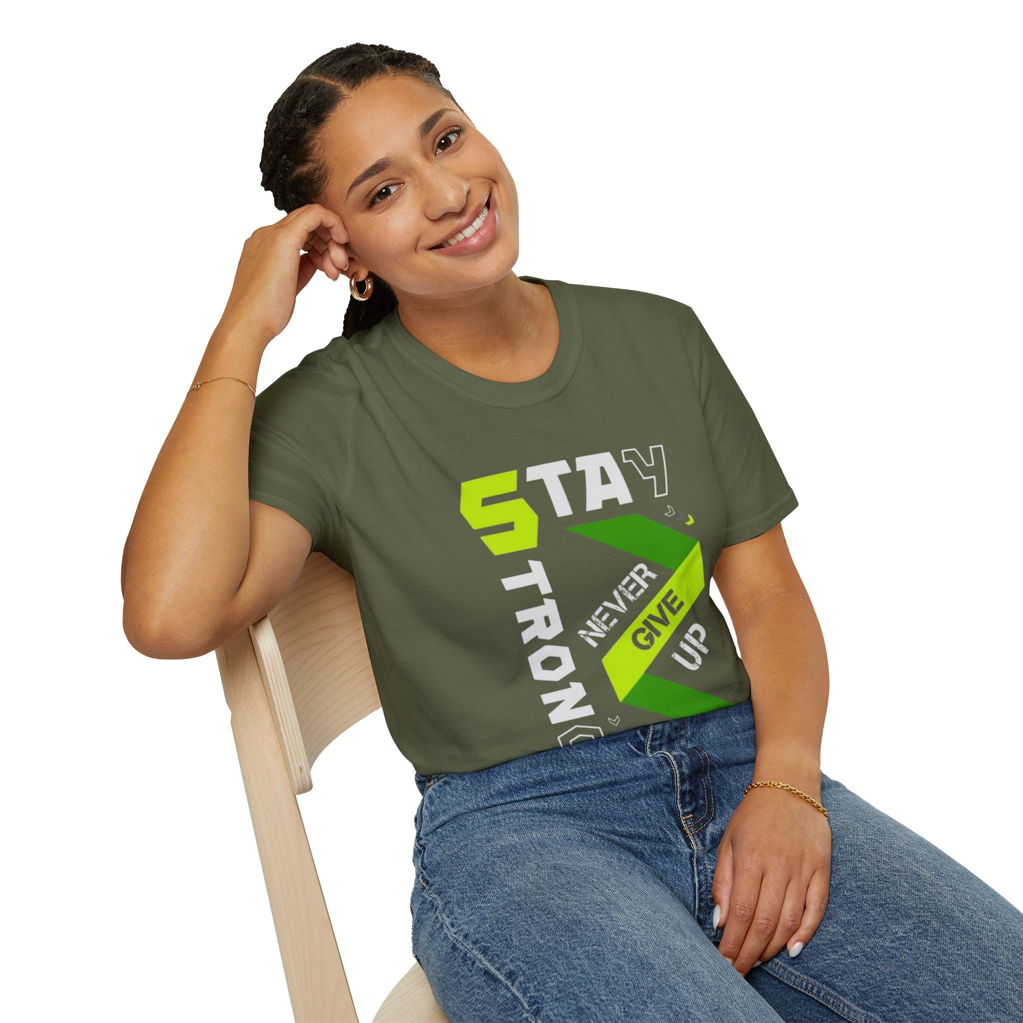 Stay Strong Graphic Tee — "Never Give Up" Motivational T-Shirt