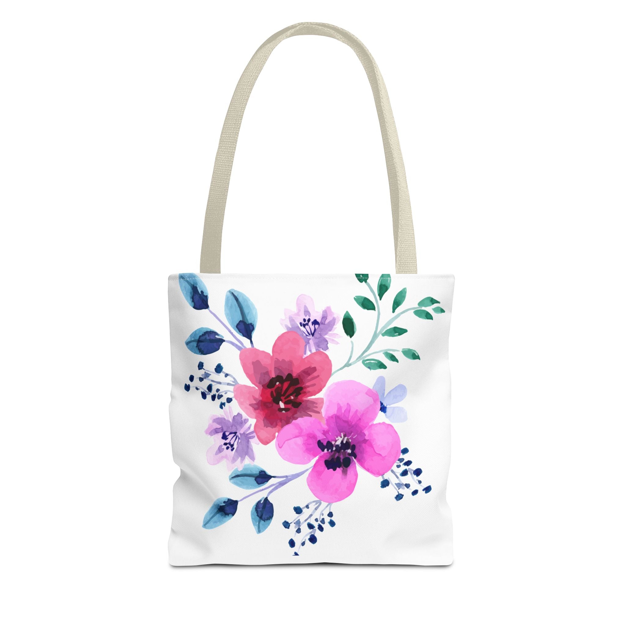 Floral Watercolor Tote Bag — Pink Blossoms All-Over Print