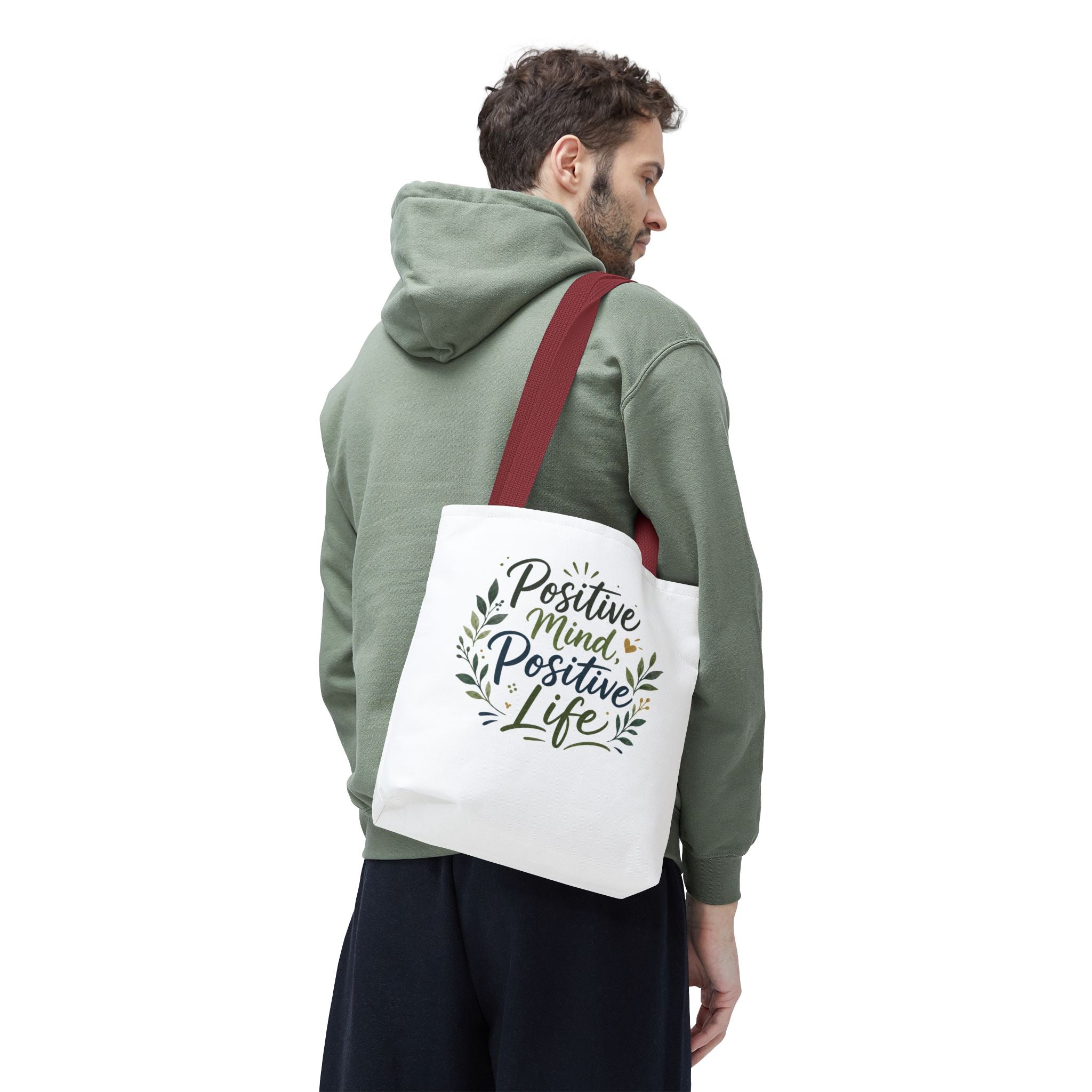 Positive Mind, Positive Life Tote Bag — Inspirational Floral Canvas Shopper
