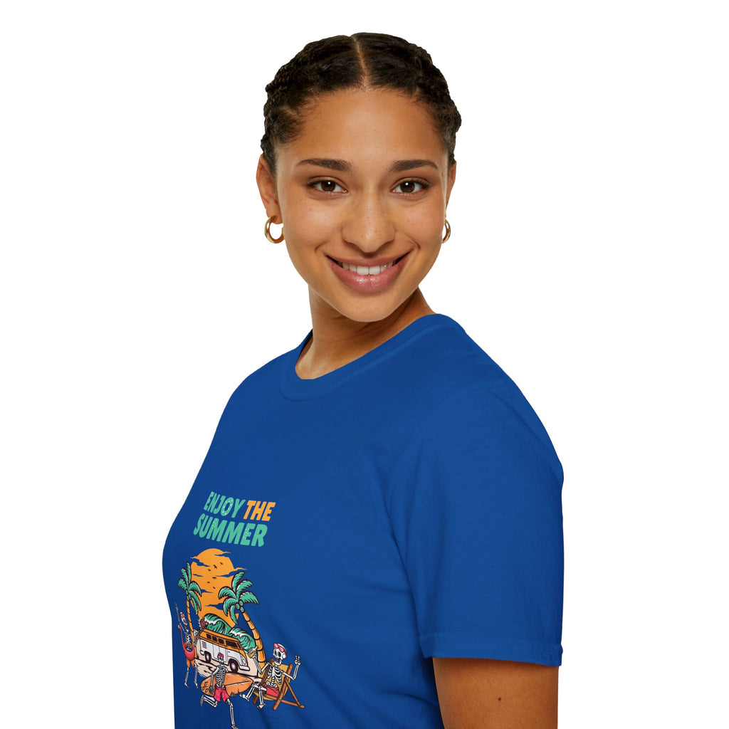 Summer Beach T-Shirt — "Enjoy The Summer" Palm Tree Surf Graphic