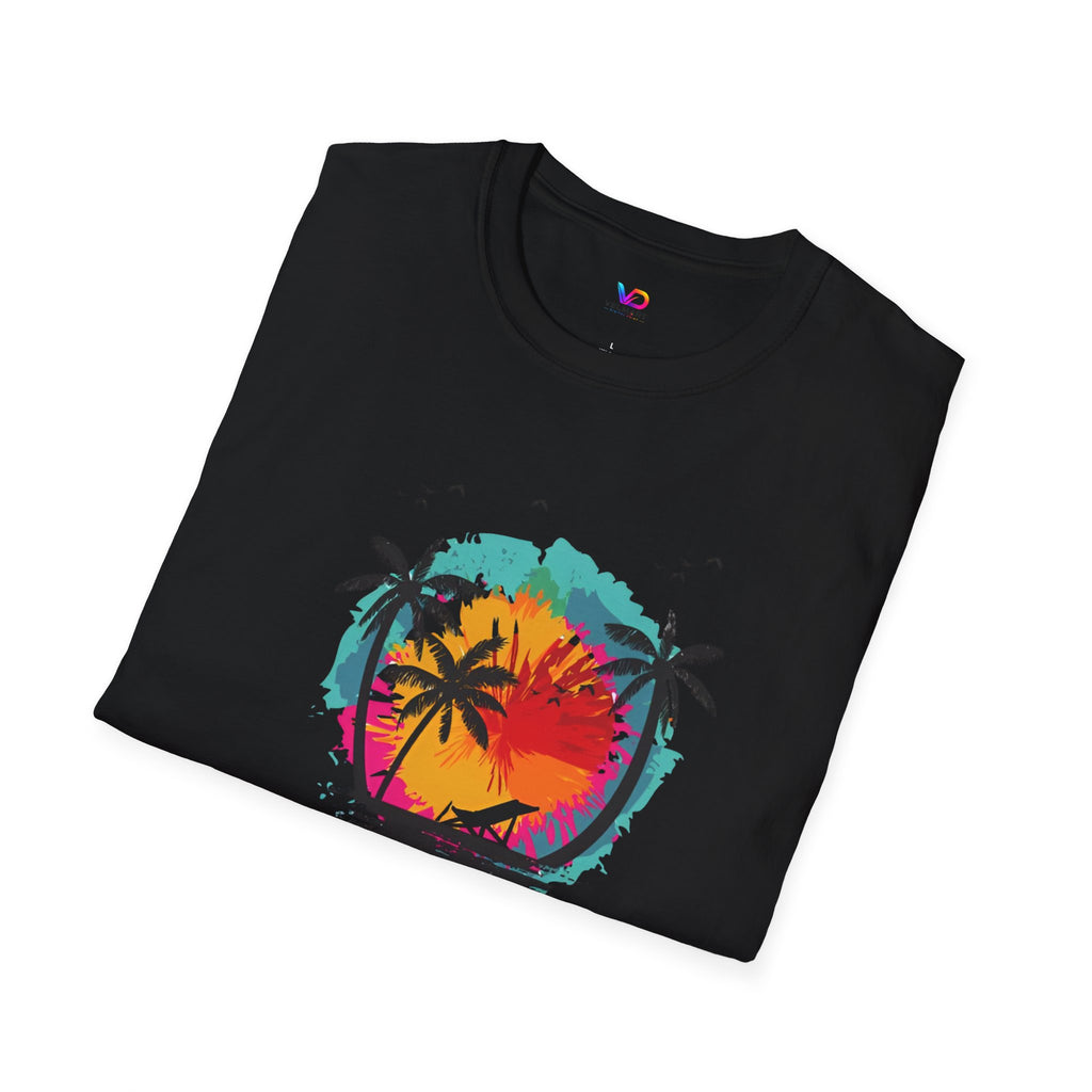 Summer Vibes T-Shirt — "Enjoy the Summer" Tropical Palm Sunset Tee