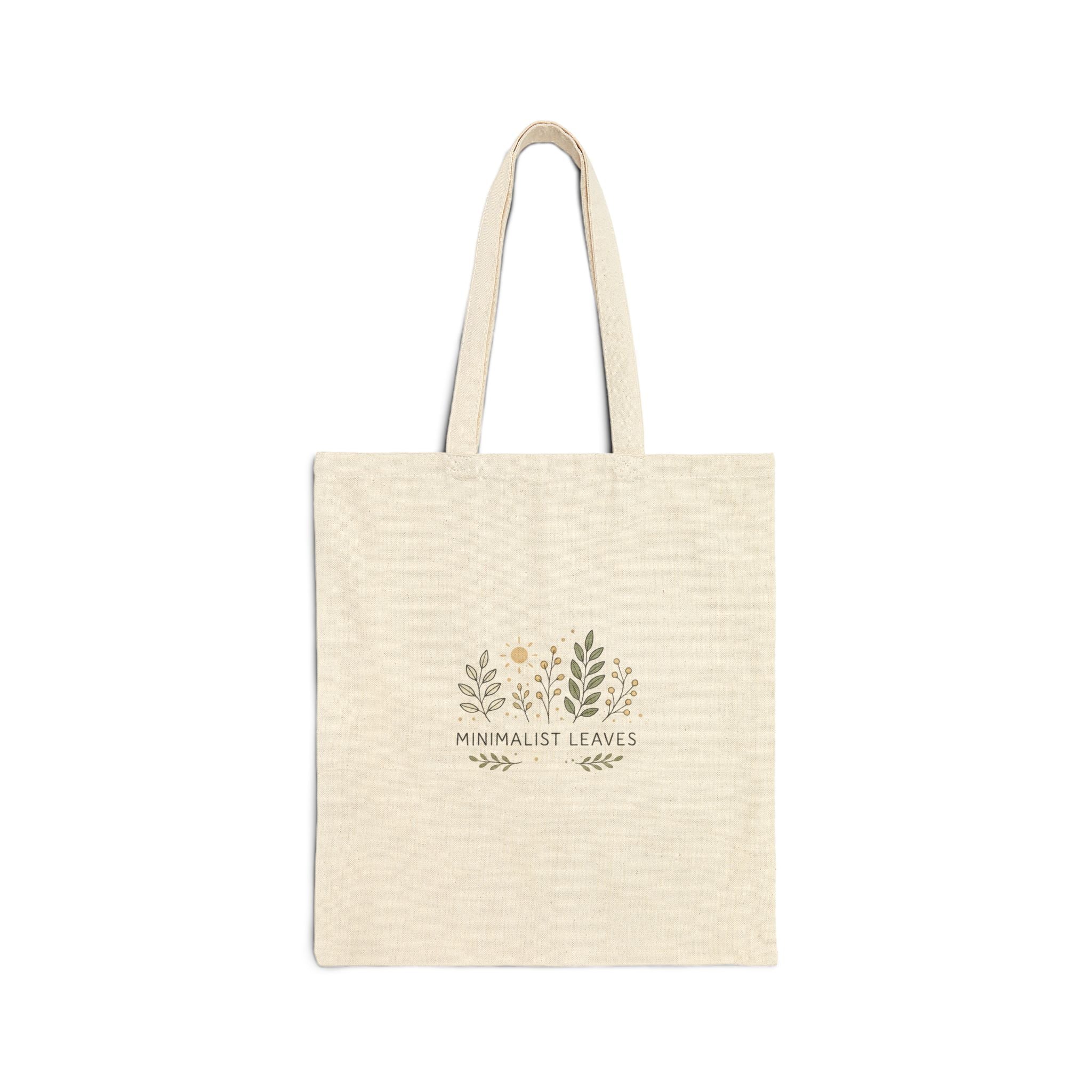 Minimalist Leaves Cotton Tote Bag - Eco Canvas Market Shopper