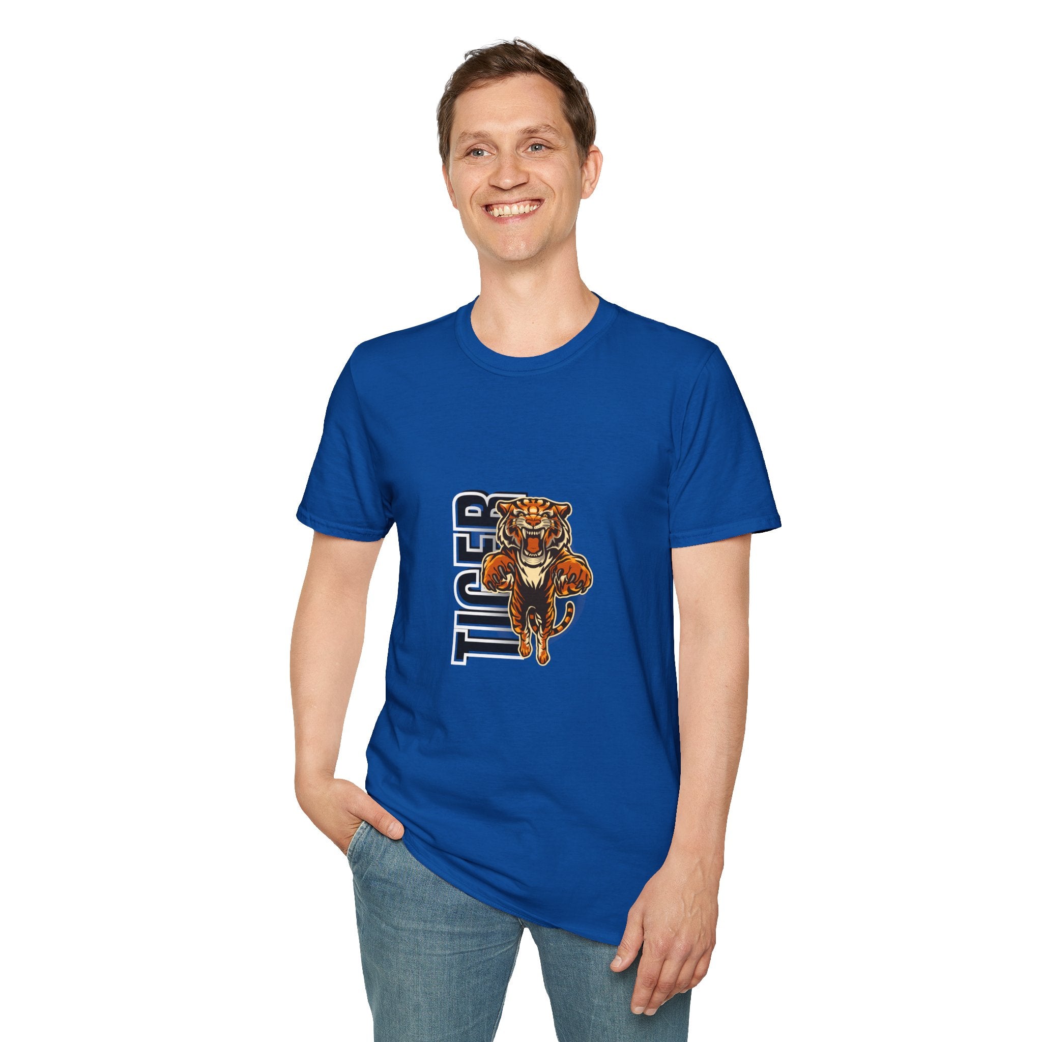 Tiger Graphic T-Shirt – Fierce Roaring Tiger Vertical Text Design