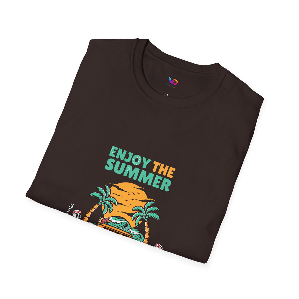 Summer Beach T-Shirt — "Enjoy The Summer" Palm Tree Surf Graphic
