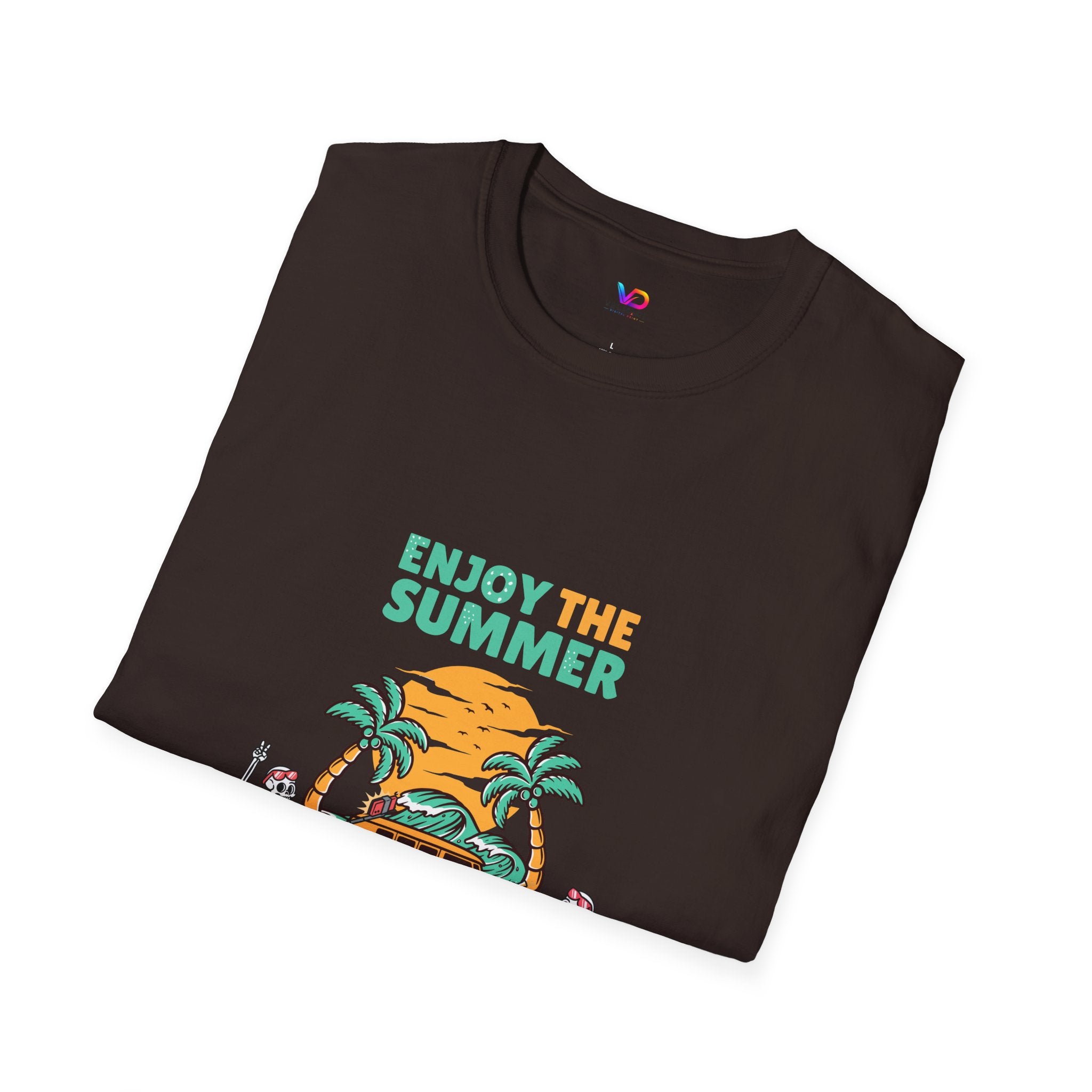 Summer Beach T-Shirt — "Enjoy The Summer" Palm Tree Surf Graphic