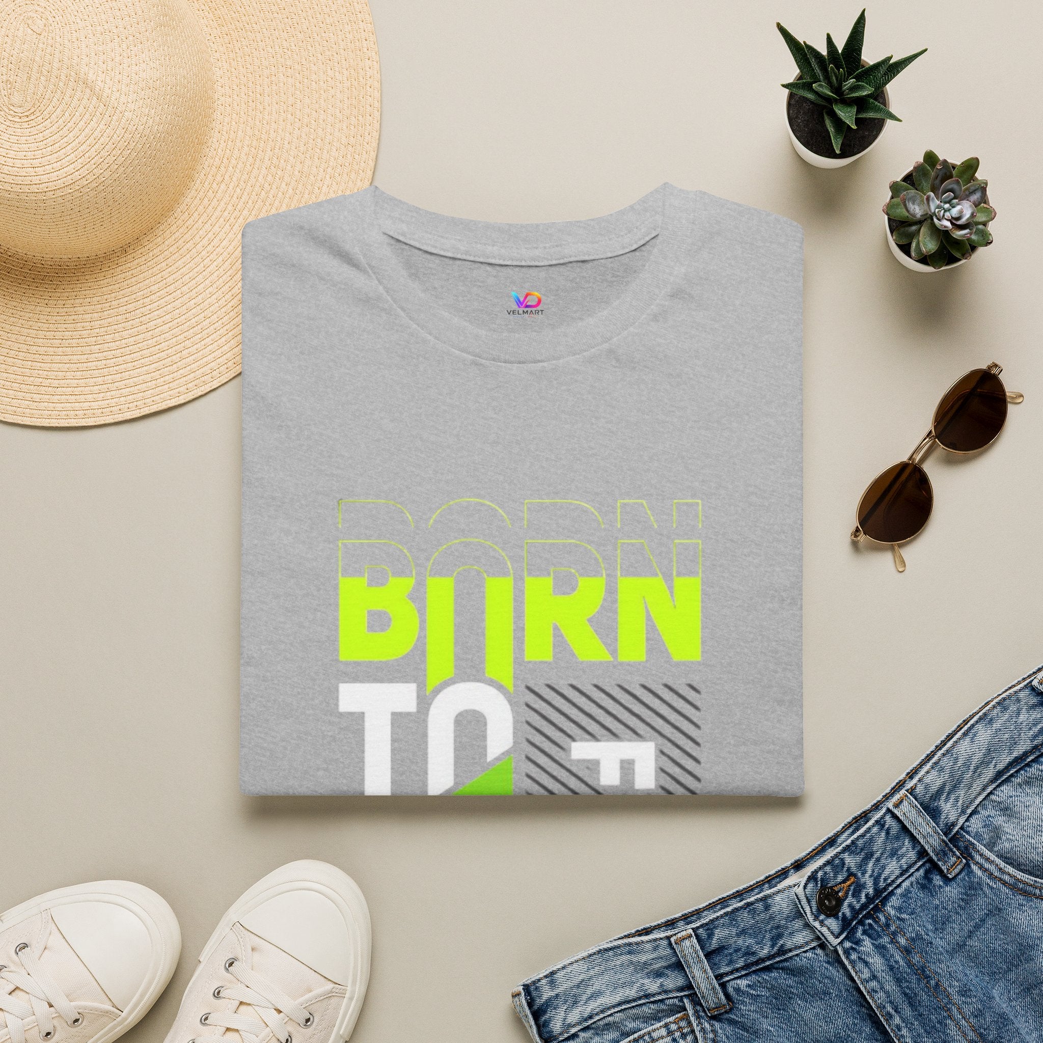 T-Shirt — Born To Be Free Neon Graphic Tee