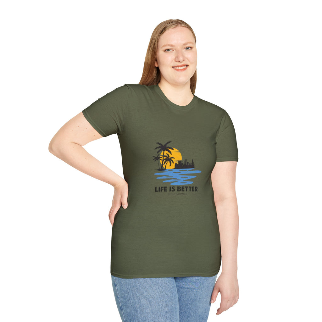 Sunset Beach T-Shirt — "Life Is Better" Palm Tree Graphic