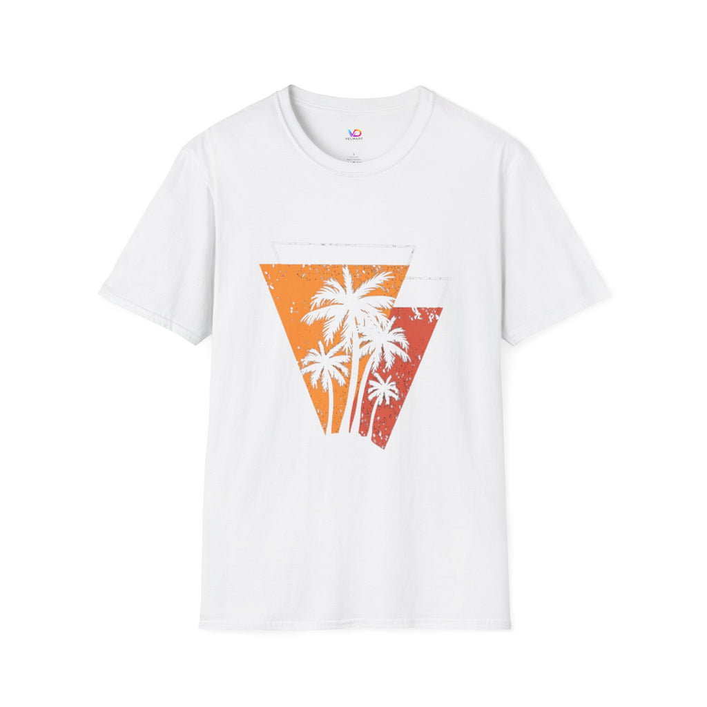 Vintage Palm Triangle T‑Shirt — Retro Sunset Beach Tee