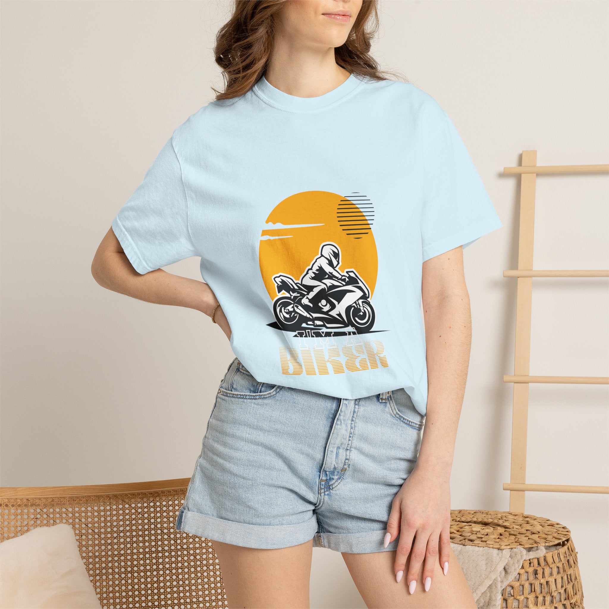 Motorcycle Rider T-Shirt — Retro Sunset Biker Graphic