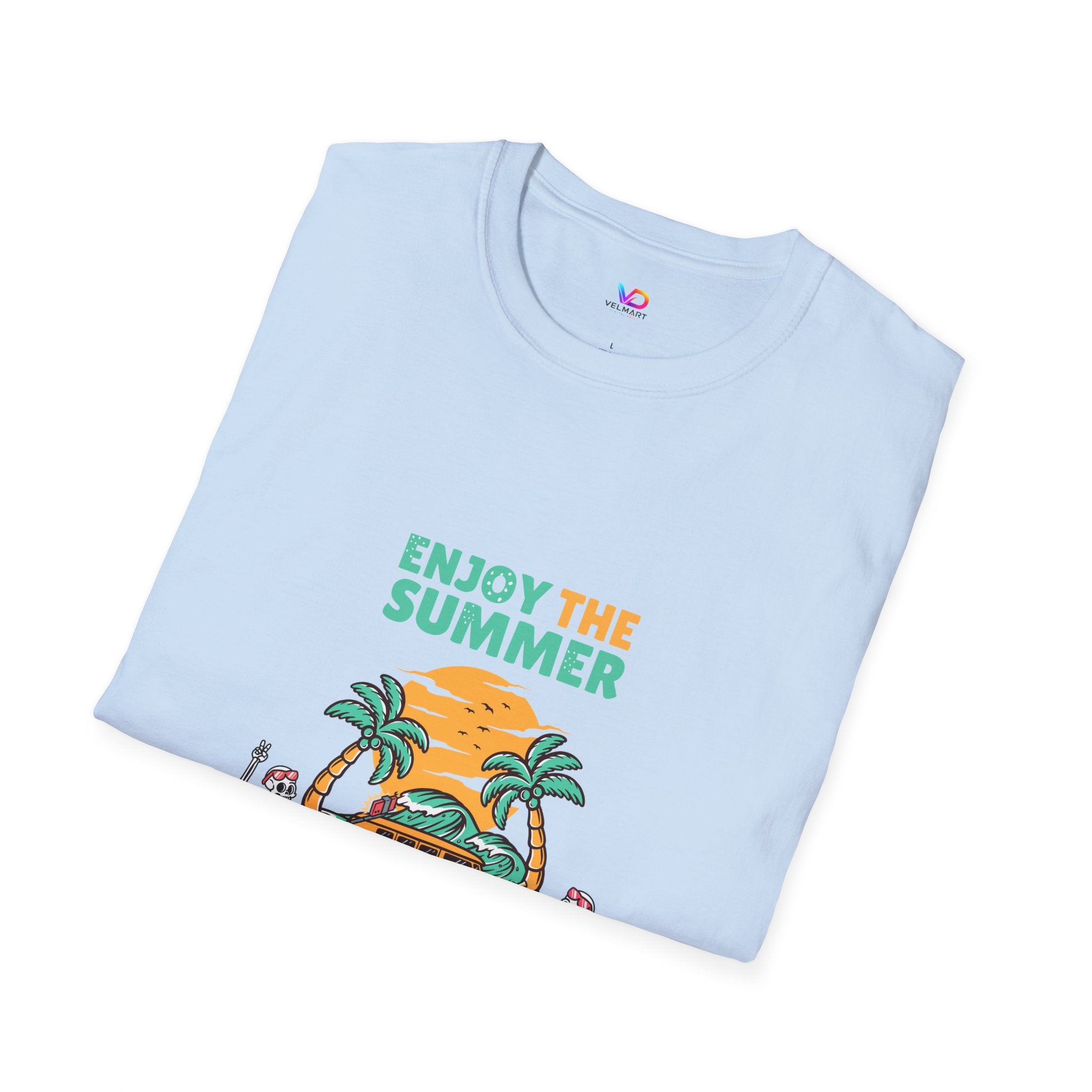 Summer Beach T-Shirt — "Enjoy The Summer" Palm Tree Surf Graphic