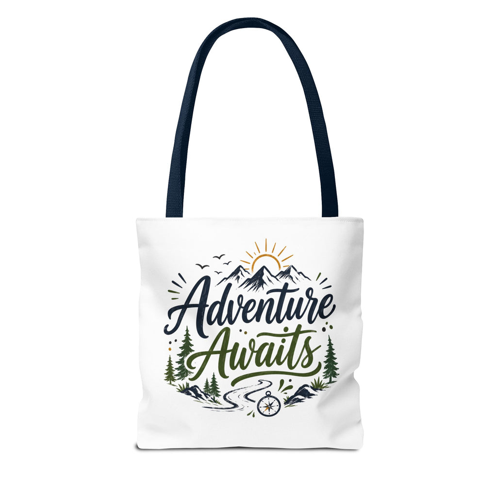 Adventure Awaits Tote Bag — Mountain Hiking Travel Canvas Tote