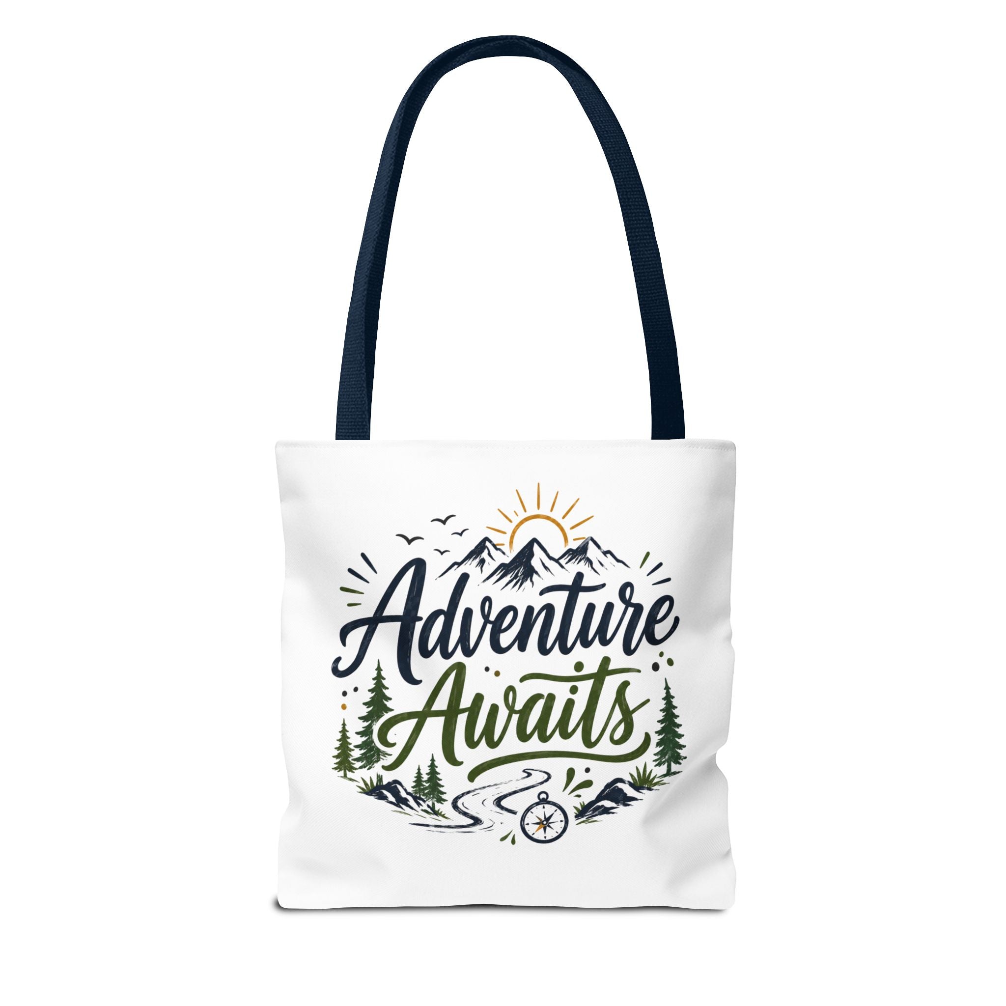 Adventure Awaits Tote Bag — Mountain Hiking Travel Canvas Tote