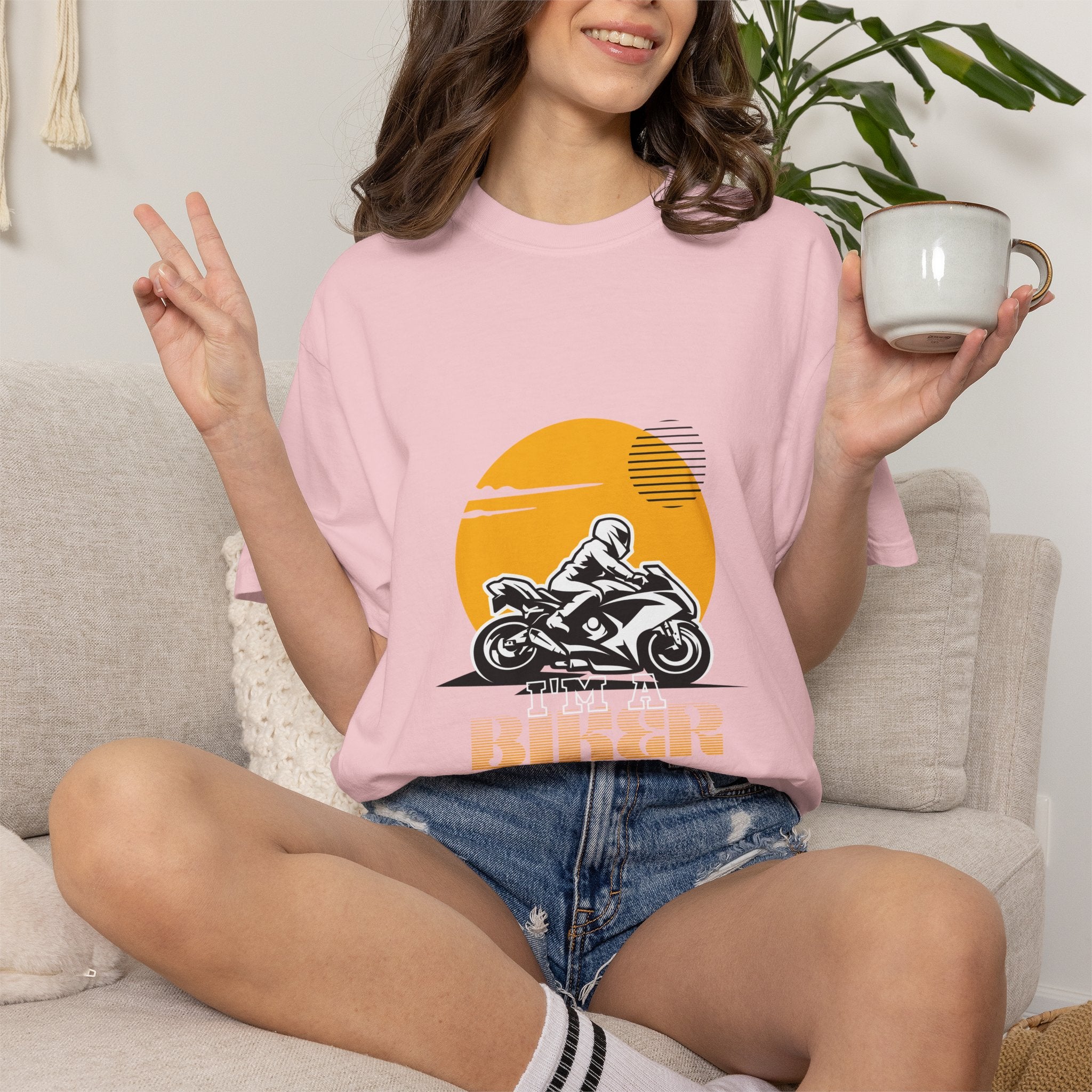 Motorcycle Rider T-Shirt — Retro Sunset Biker Graphic