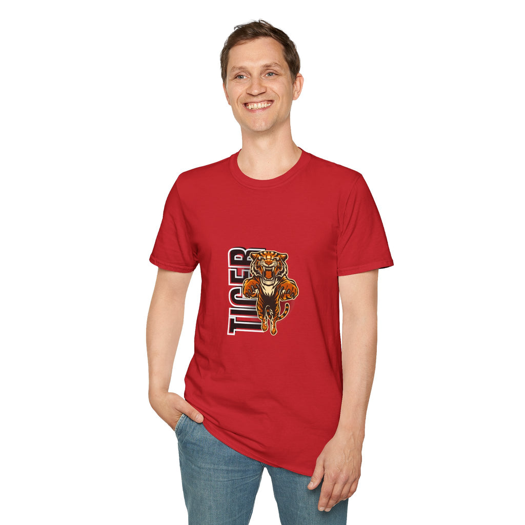 Tiger Graphic T-Shirt – Fierce Roaring Tiger Vertical Text Design