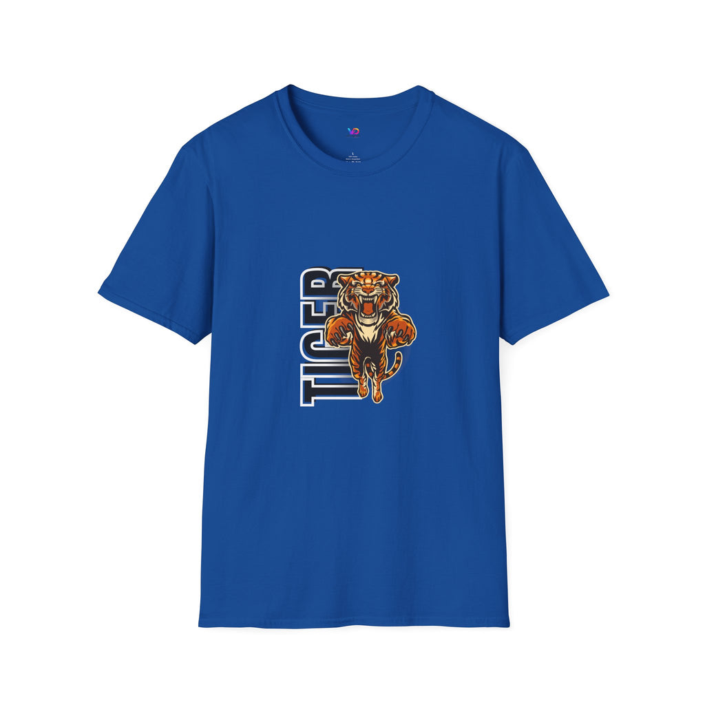 Tiger Graphic T-Shirt – Fierce Roaring Tiger Vertical Text Design