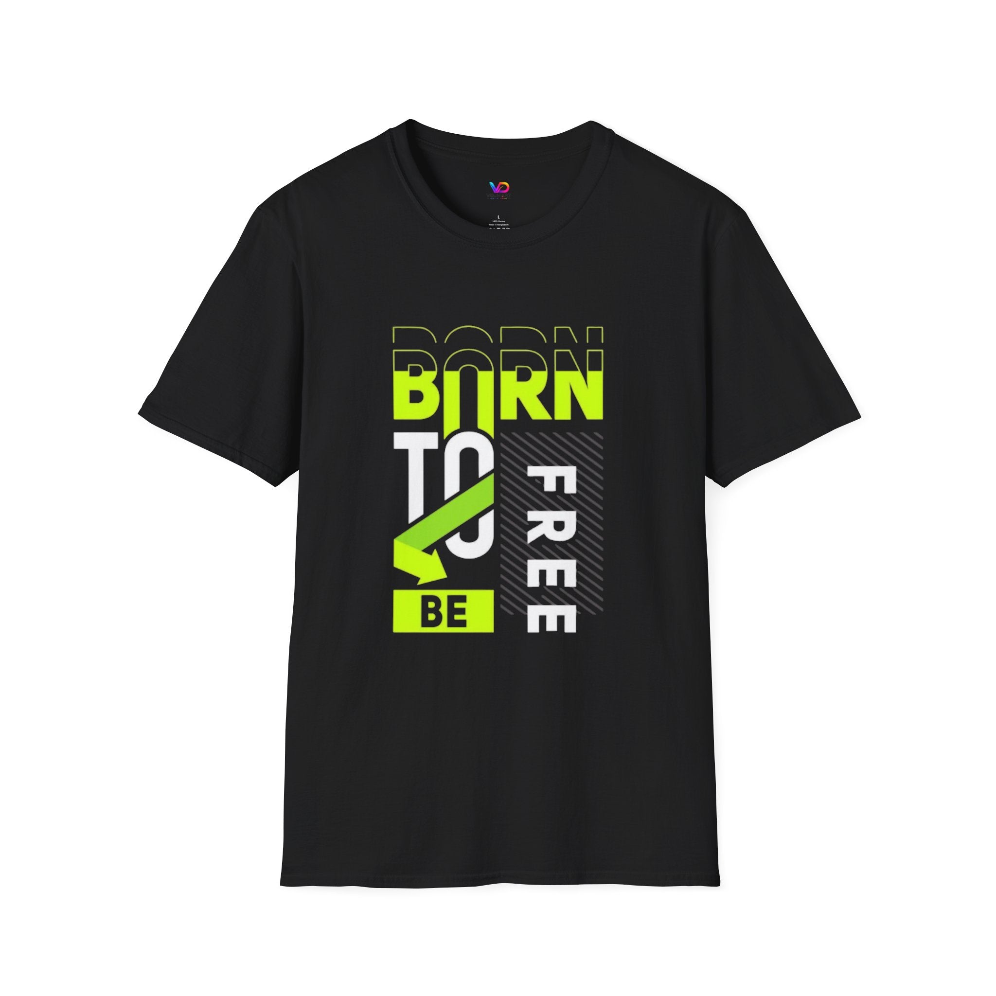 T-Shirt — Born To Be Free Neon Graphic Tee