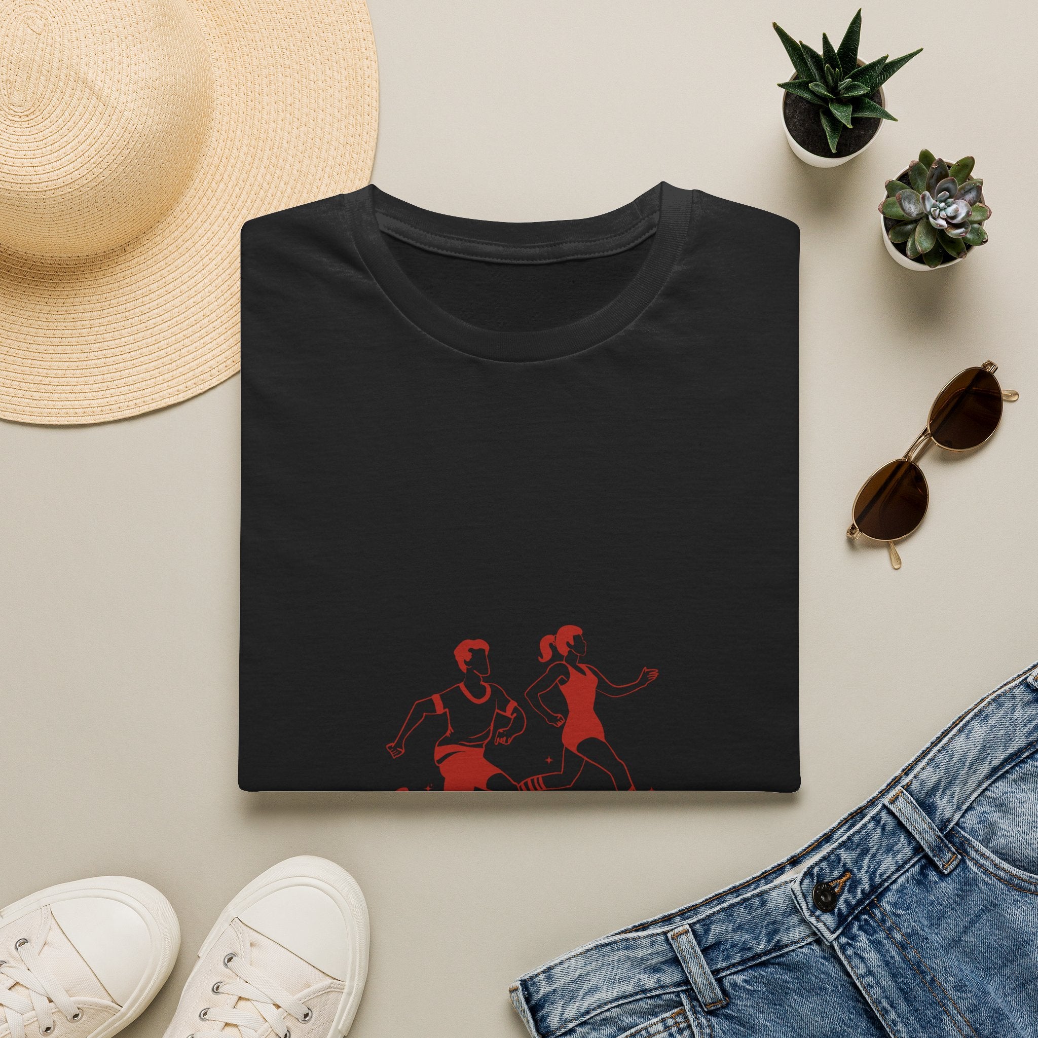 Runner Graphic Tee — Retro Couple Jogging Design