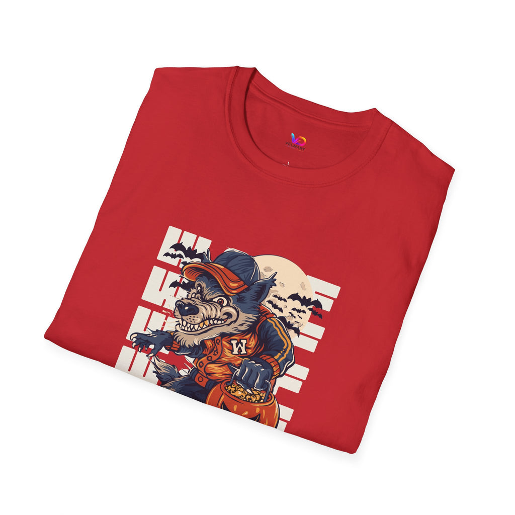Halloween Skateboarder Skeleton T-Shirt — Spooky Pumpkin & Bats Graphic Tee