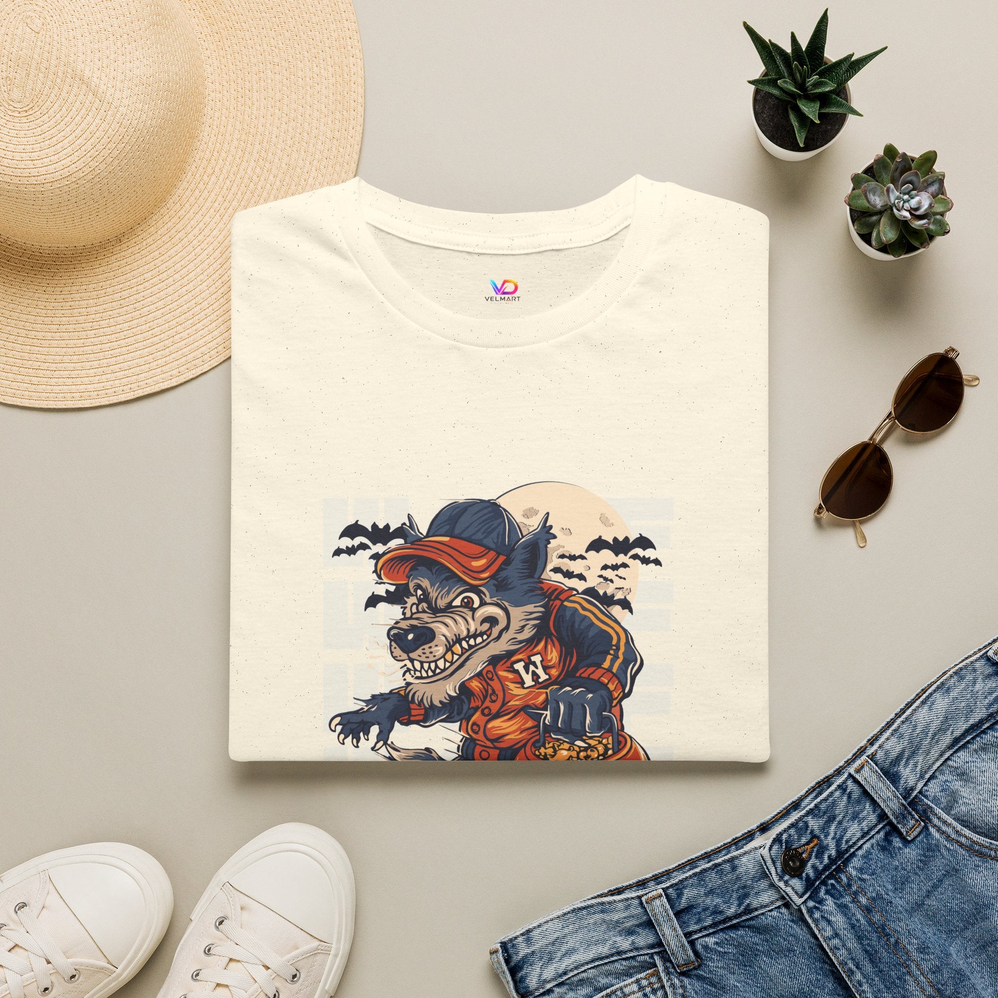 Halloween Skateboarder Skeleton T-Shirt — Spooky Pumpkin & Bats Graphic Tee
