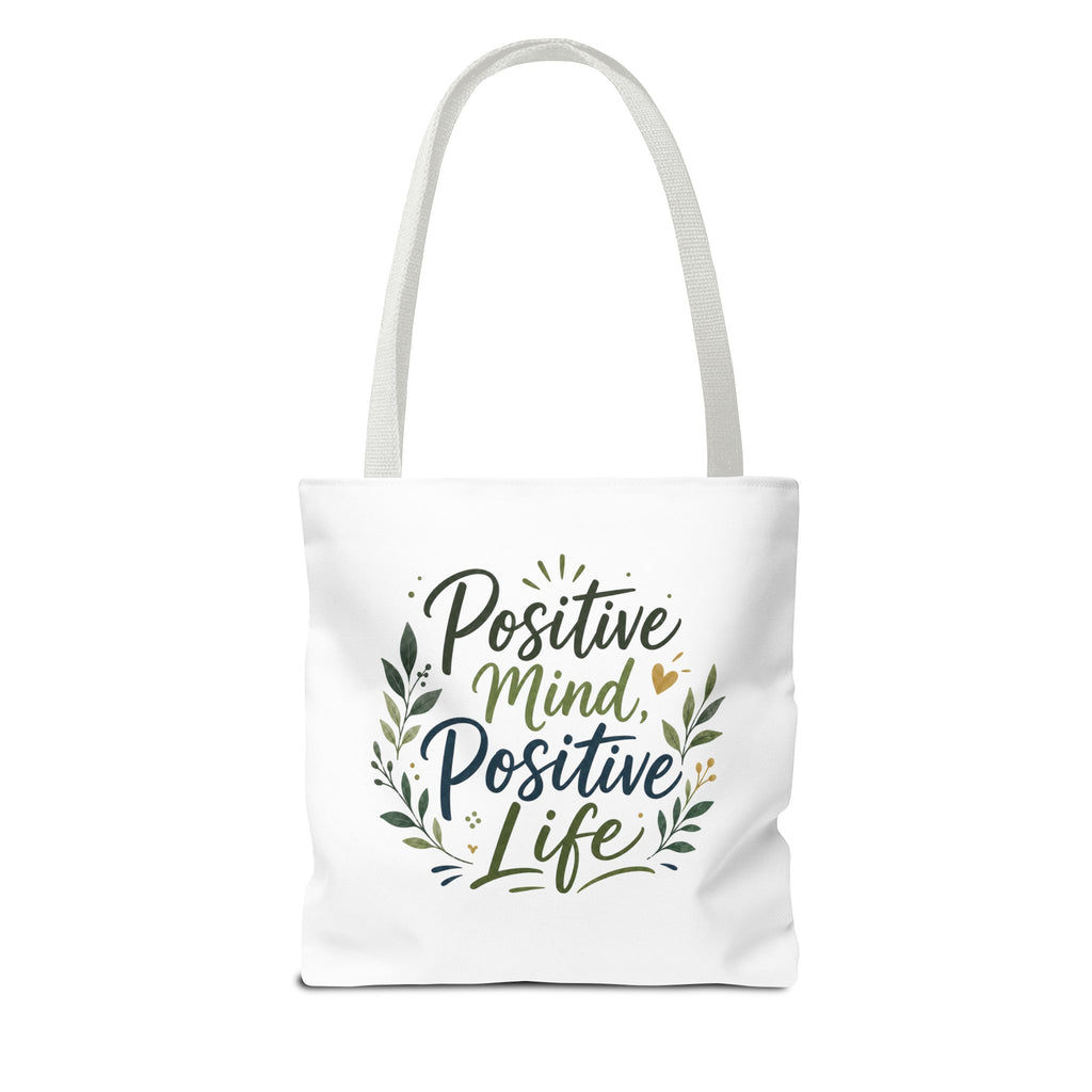 Positive Mind, Positive Life Tote Bag — Inspirational Floral Canvas Shopper