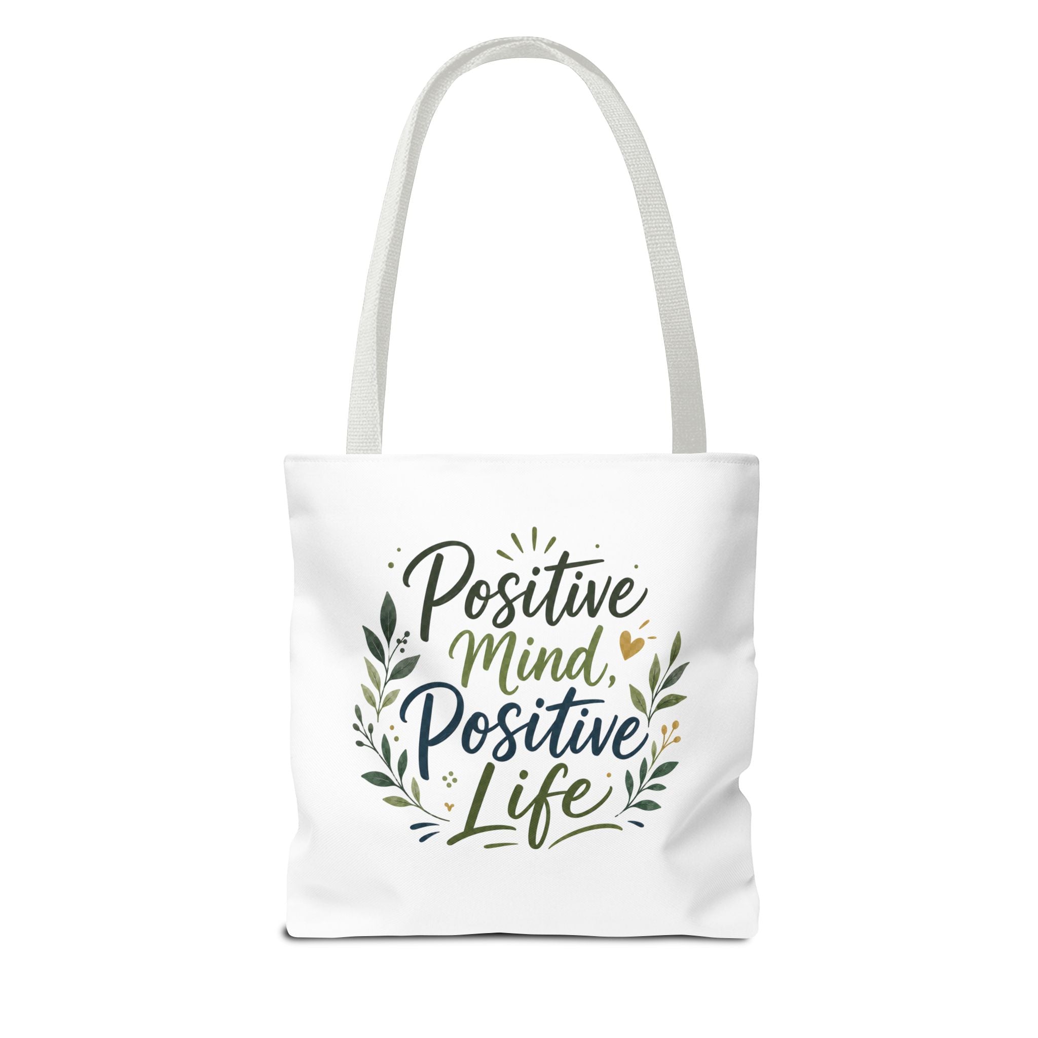 Positive Mind, Positive Life Tote Bag — Inspirational Floral Canvas Shopper