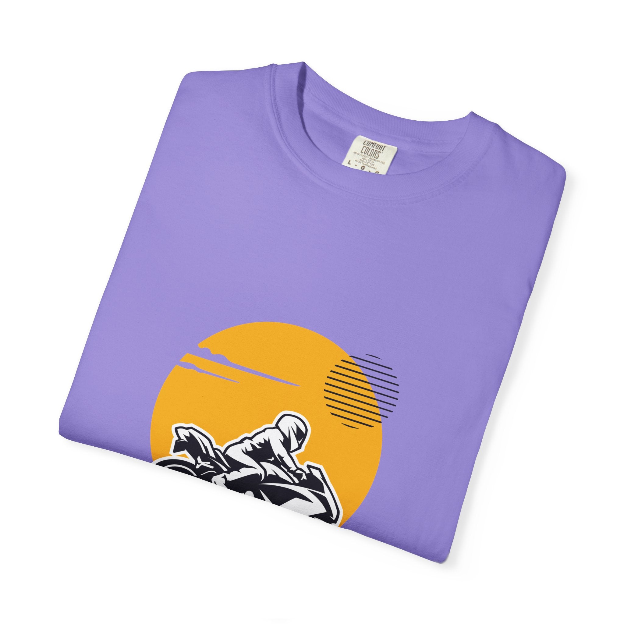 Motorcycle Rider T-Shirt — Retro Sunset Biker Graphic