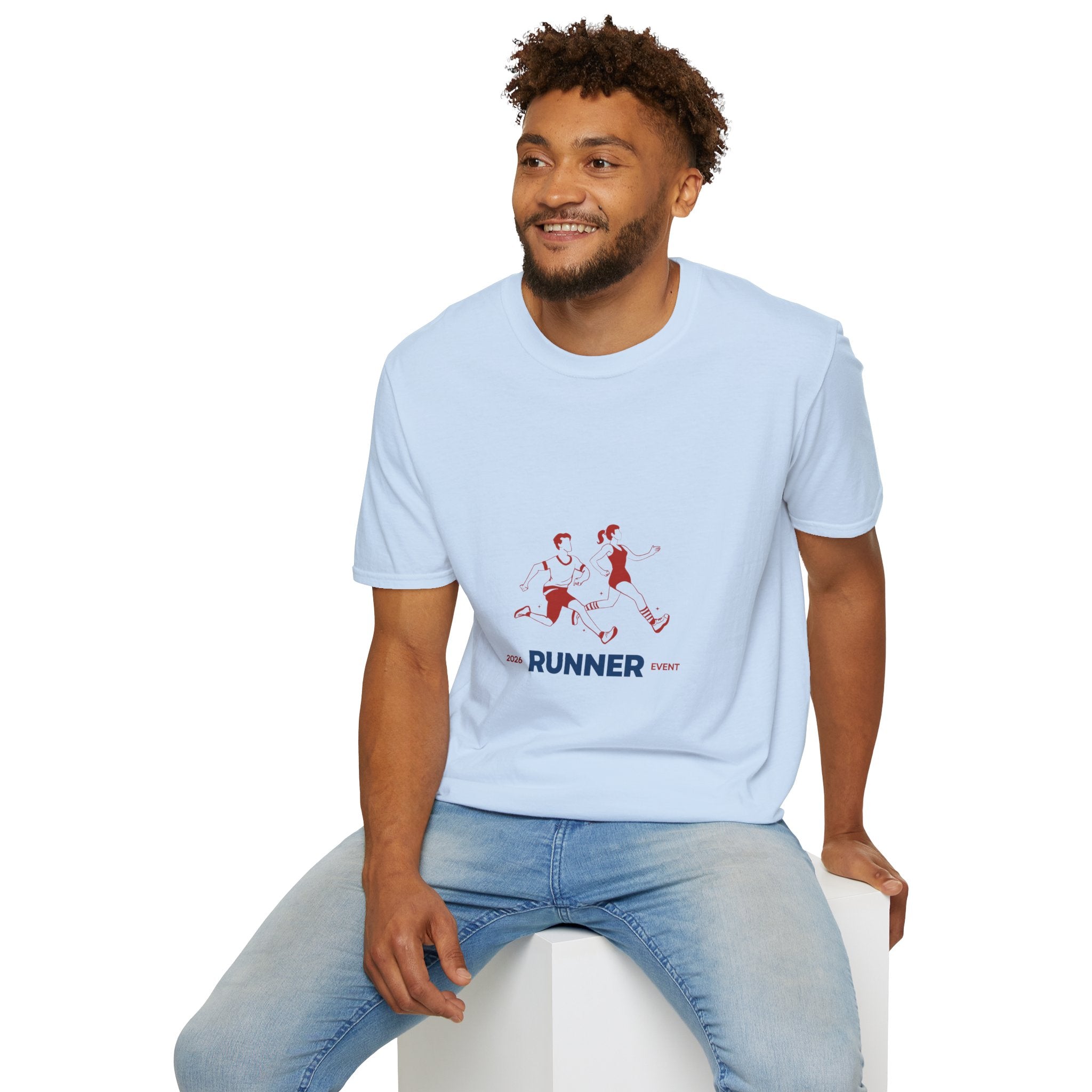 Runner Graphic Tee — Retro Couple Jogging Design