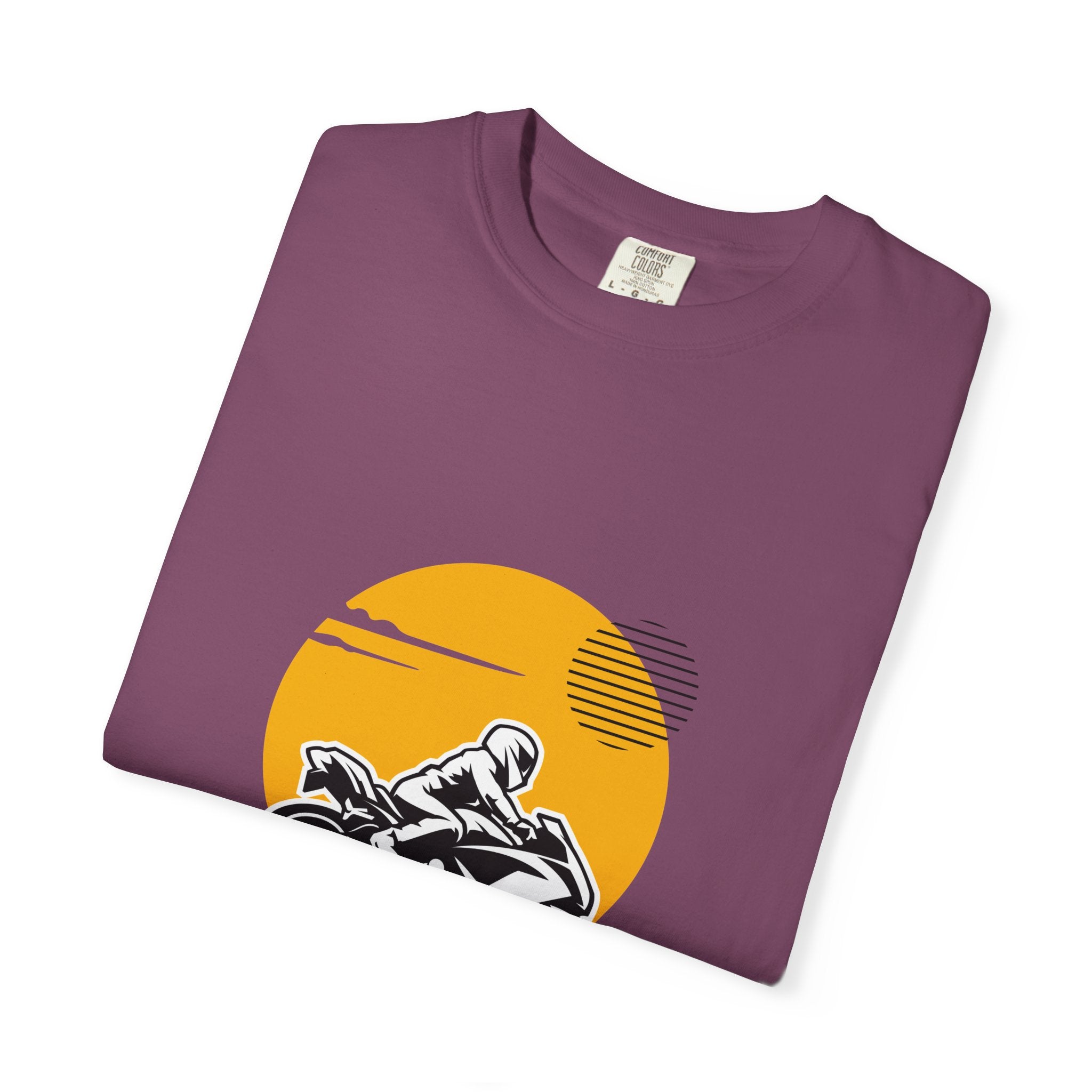 Motorcycle Rider T-Shirt — Retro Sunset Biker Graphic