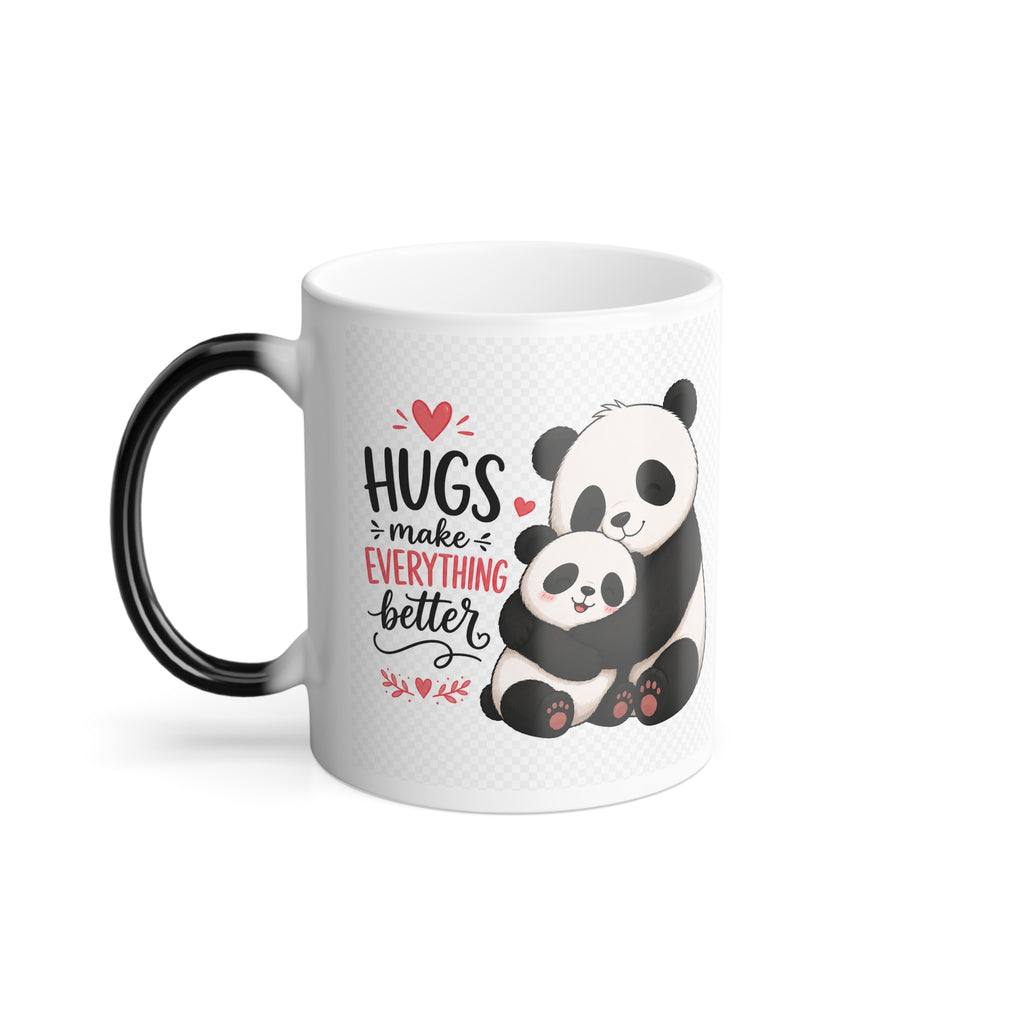 Color-Changing Panda Mug — "Hugs Make Everything Better" 11oz