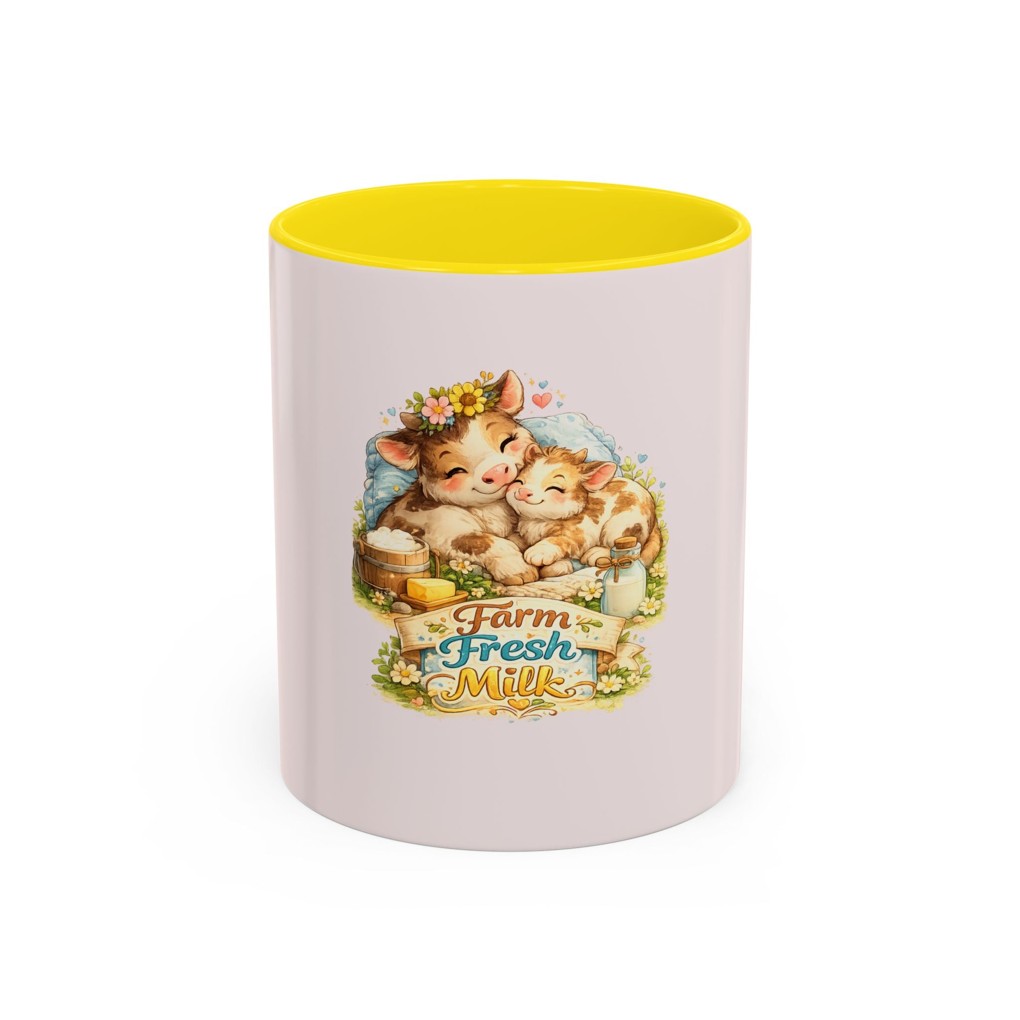 Farm Fresh Milk Coffee Mug — Cute Vintage Kittens Illustration (Accent 11/15oz)