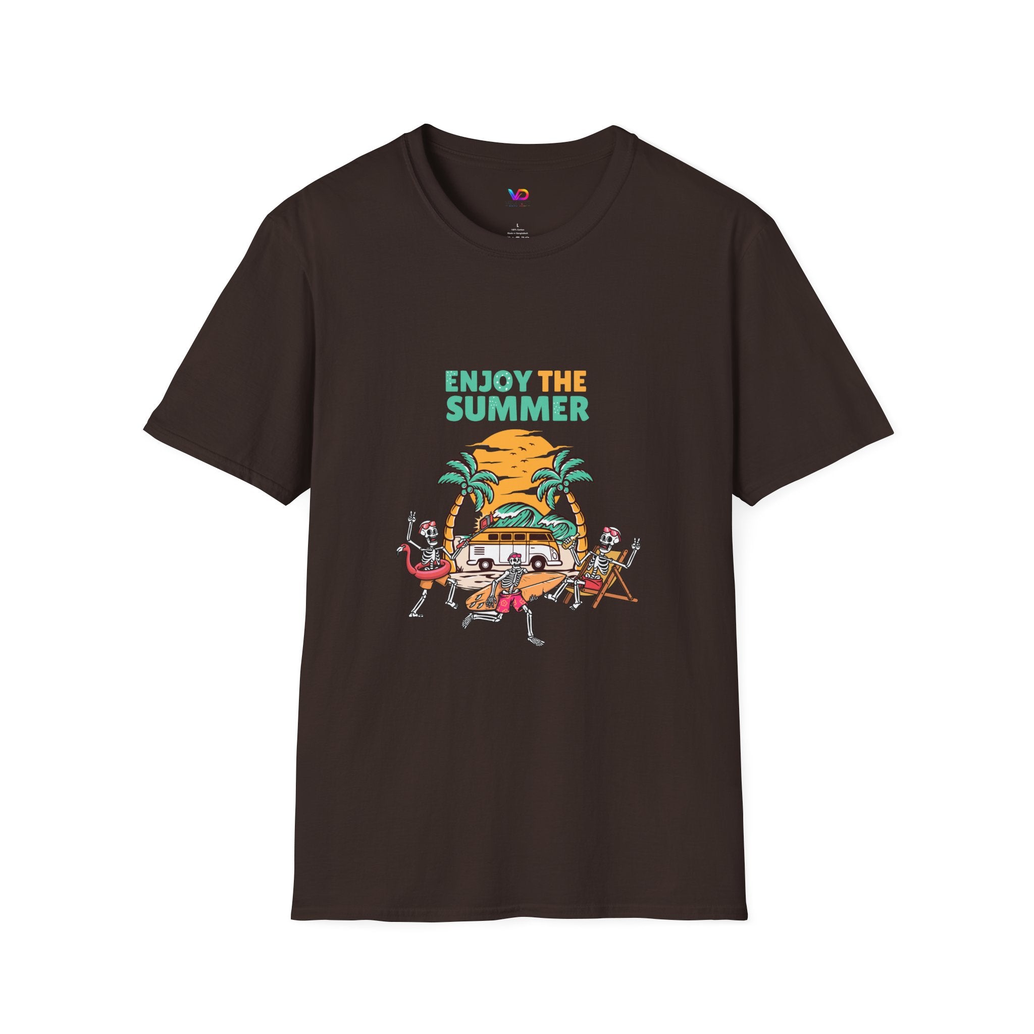 Summer Beach T-Shirt — "Enjoy The Summer" Palm Tree Surf Graphic