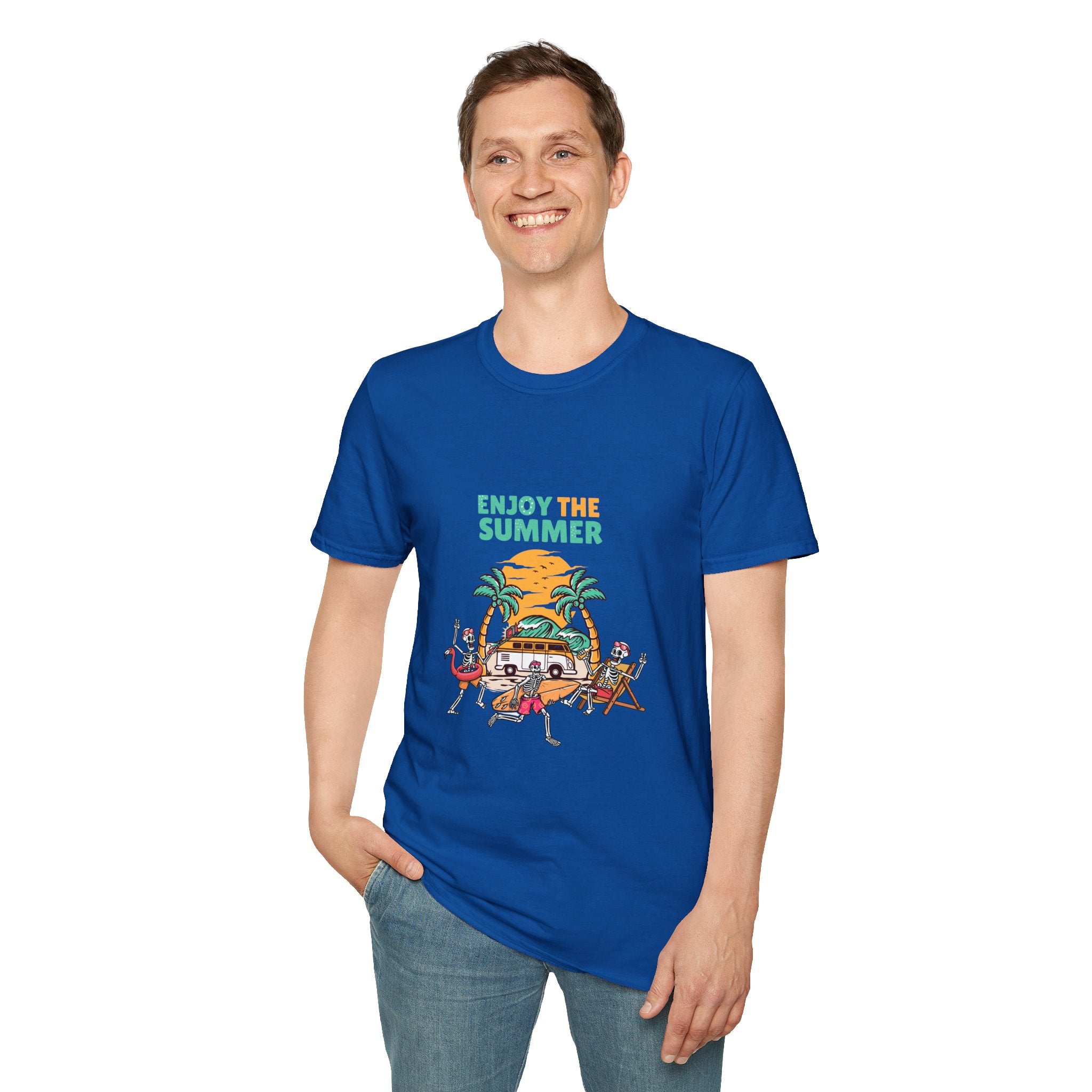 Summer Beach T-Shirt — "Enjoy The Summer" Palm Tree Surf Graphic