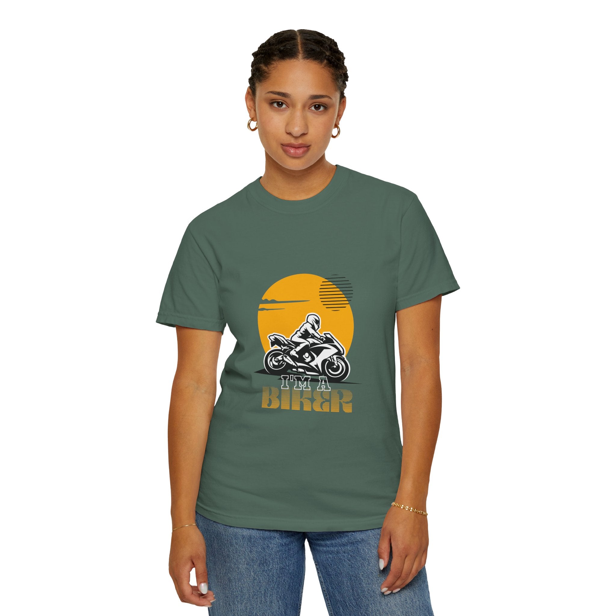 Motorcycle Rider T-Shirt — Retro Sunset Biker Graphic