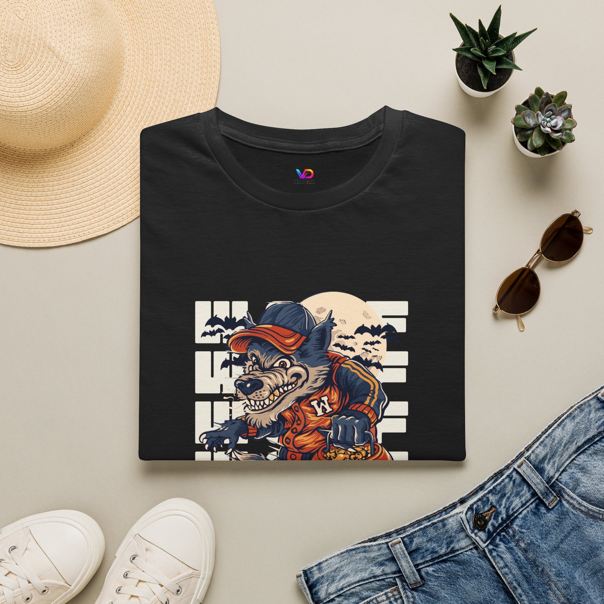 Halloween Skateboarder Skeleton T-Shirt — Spooky Pumpkin & Bats Graphic Tee