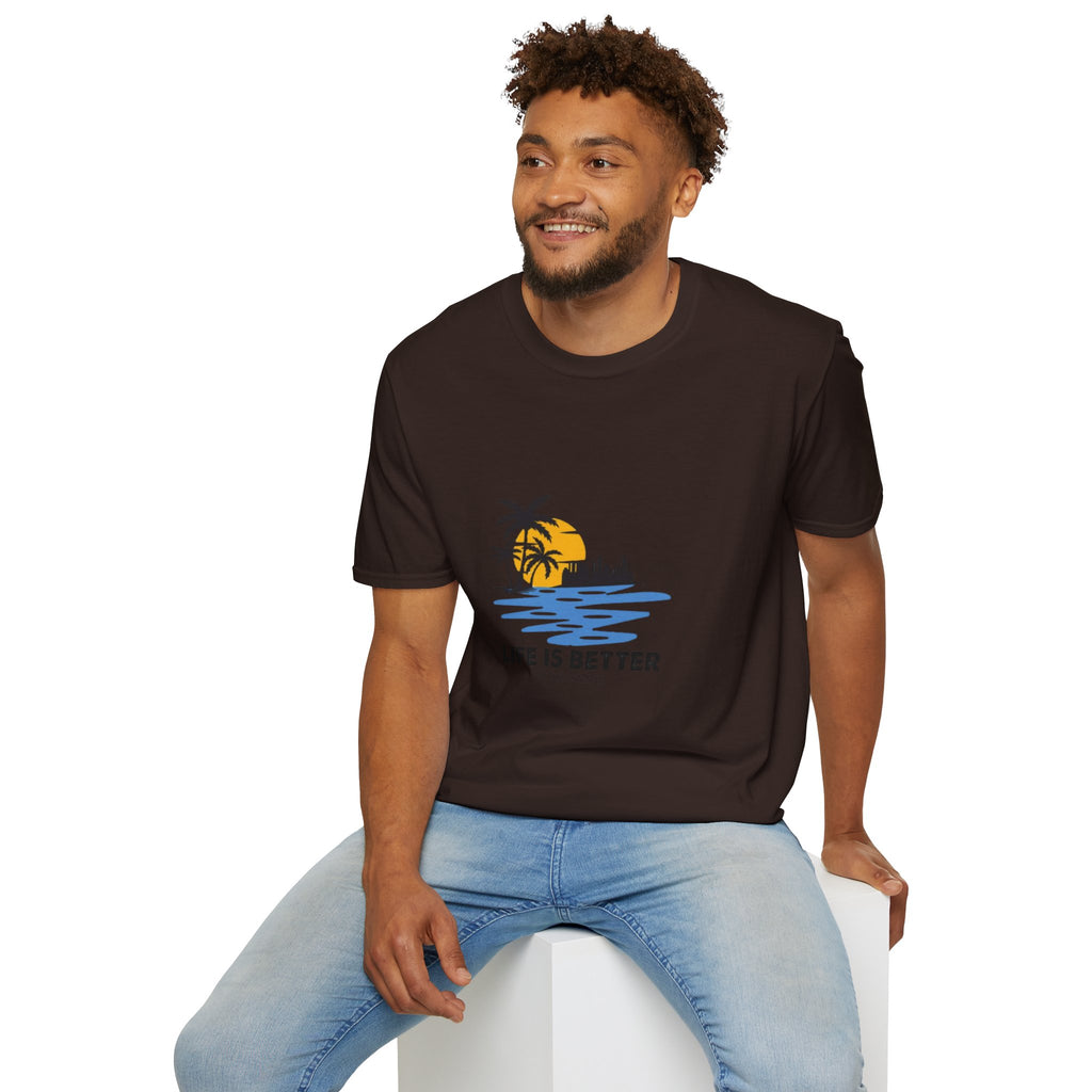 Sunset Beach T-Shirt — "Life Is Better" Palm Tree Graphic